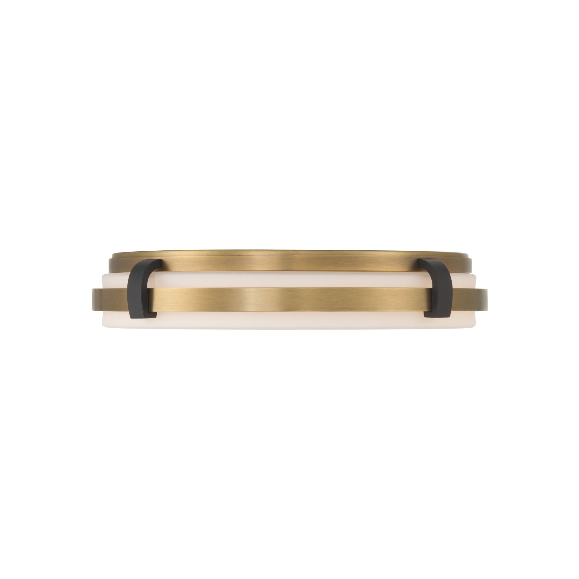 Minka-Lavery Arclume 14.75 in. LED Flush Mount, Legacy Brass & Dark Matte Black with Etched White Glass