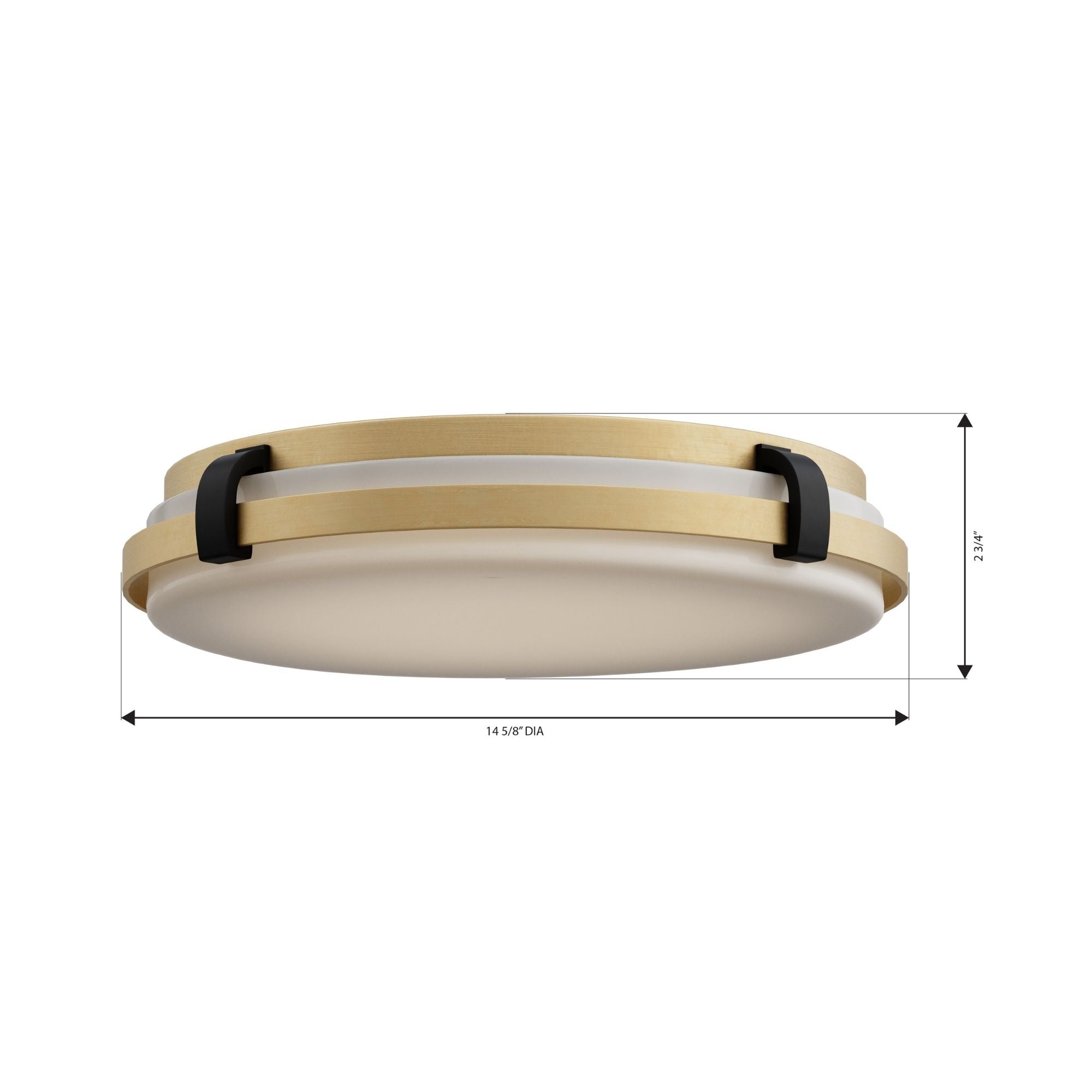 Minka-Lavery Arclume 14.75 in. LED Flush Mount, Legacy Brass & Dark Matte Black with Etched White Glass