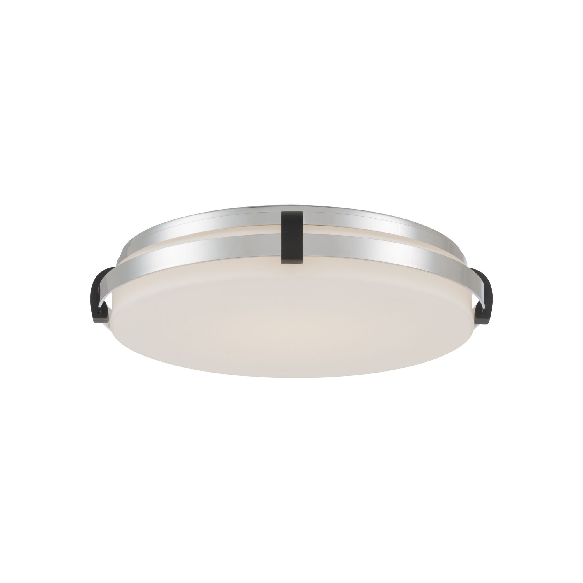 Minka-Lavery Arclume 14.75 in. LED Flush Mount, Chrome & Dark Matte Black with Etched White Glass