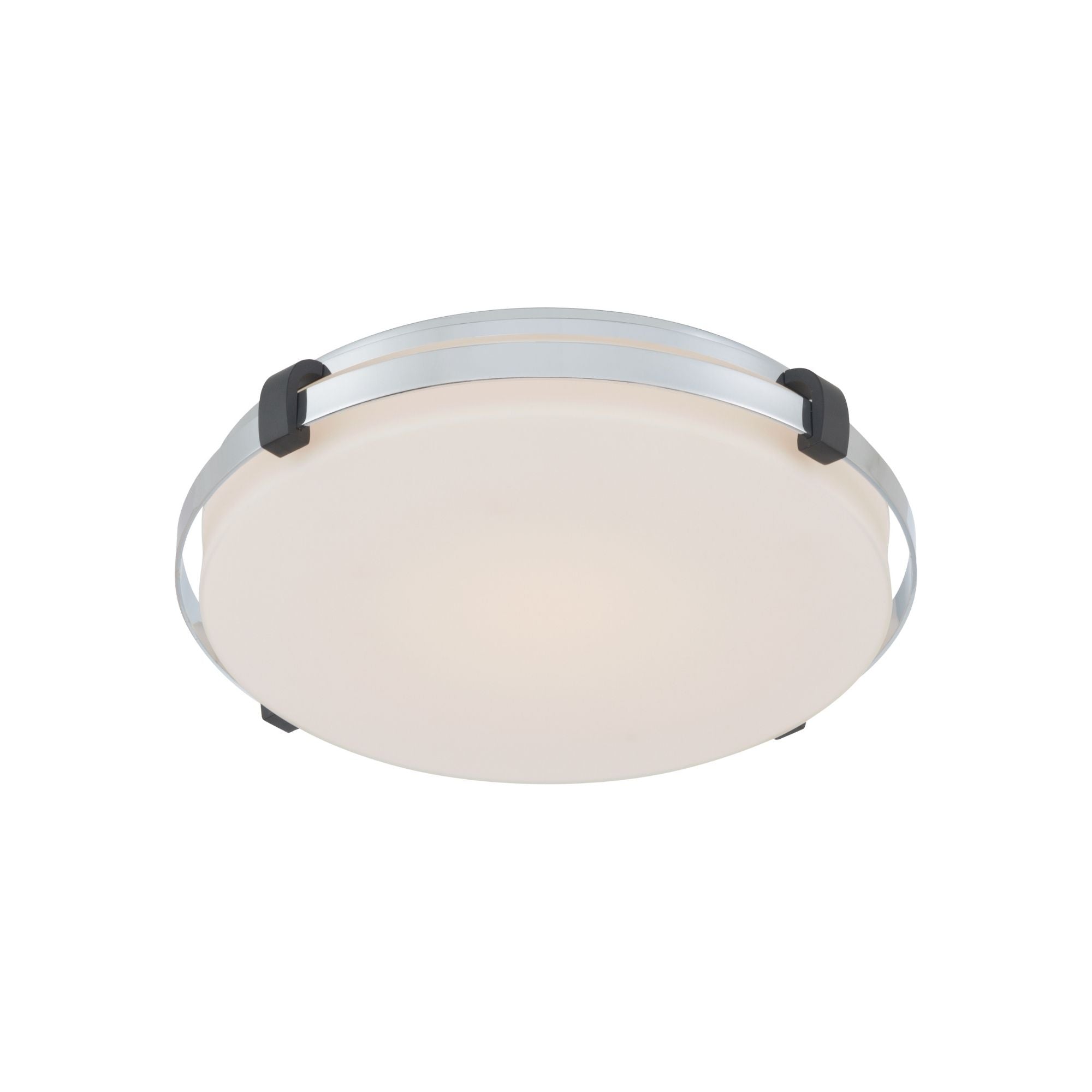 Minka-Lavery Arclume 14.75 in. LED Flush Mount, Chrome & Dark Matte Black with Etched White Glass