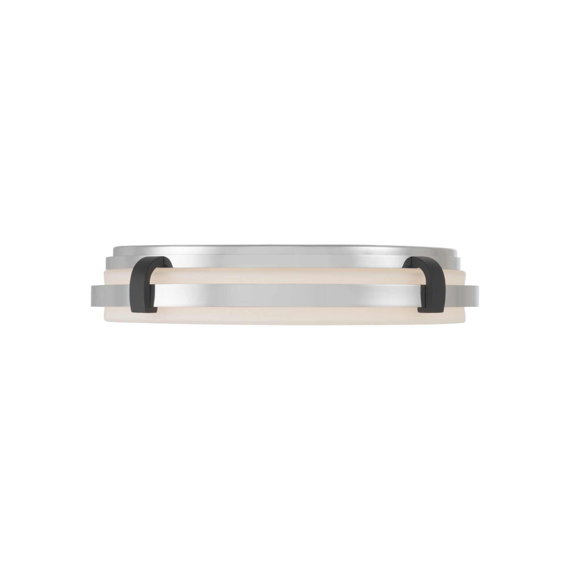Minka-Lavery Arclume 14.75 in. LED Flush Mount, Chrome & Dark Matte Black with Etched White Glass