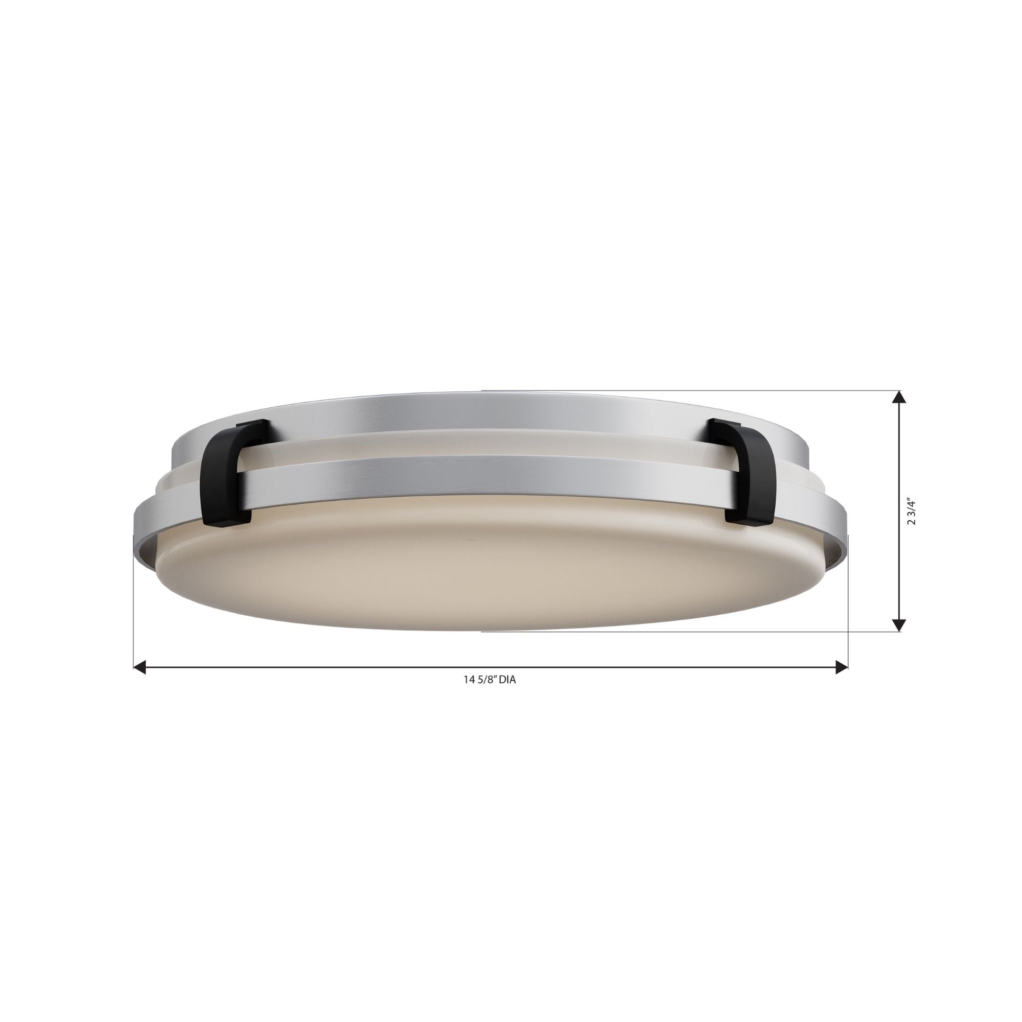 Minka-Lavery Arclume 14.75 in. LED Flush Mount, Chrome & Dark Matte Black with Etched White Glass