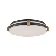 Minka-Lavery Arclume 18.75 in. LED Flush Mount, Dark Matte Black & Legacy Brass with Etched White Glass