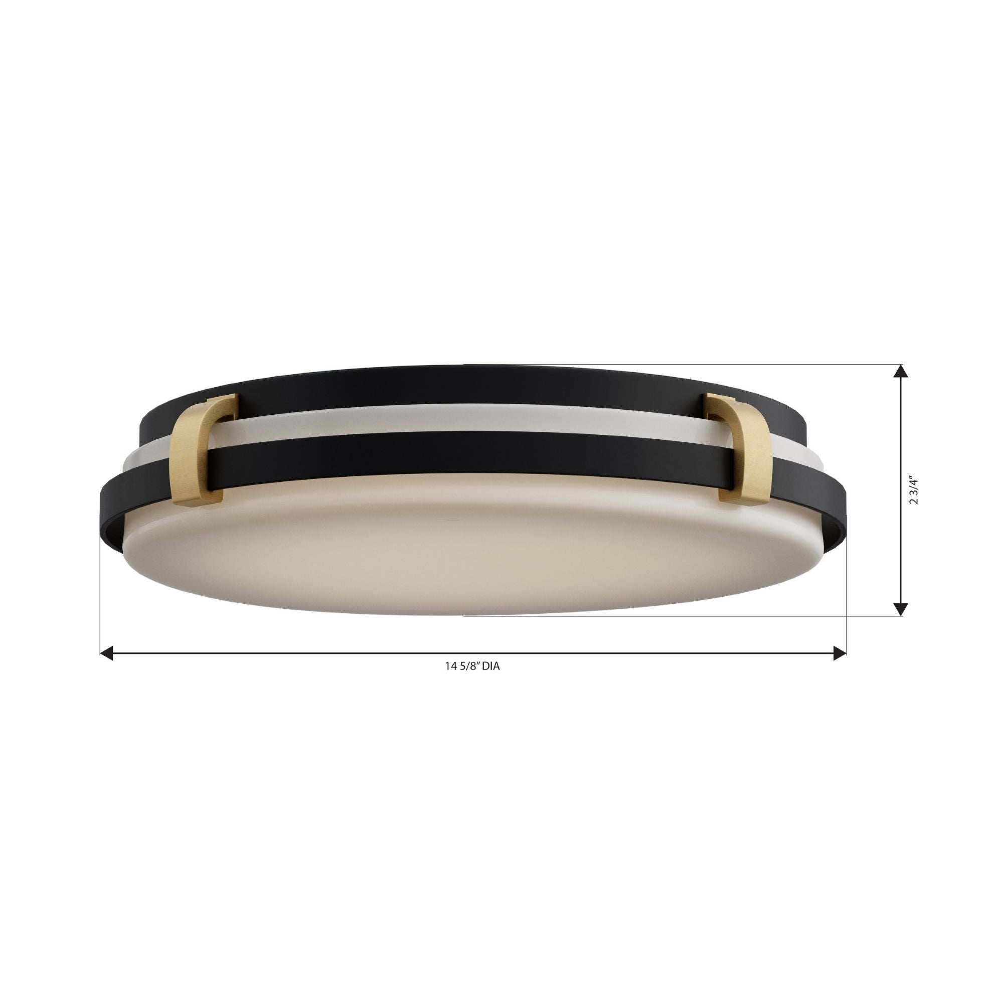 Minka-Lavery Arclume 18.75 in. LED Flush Mount, Dark Matte Black & Legacy Brass with Etched White Glass