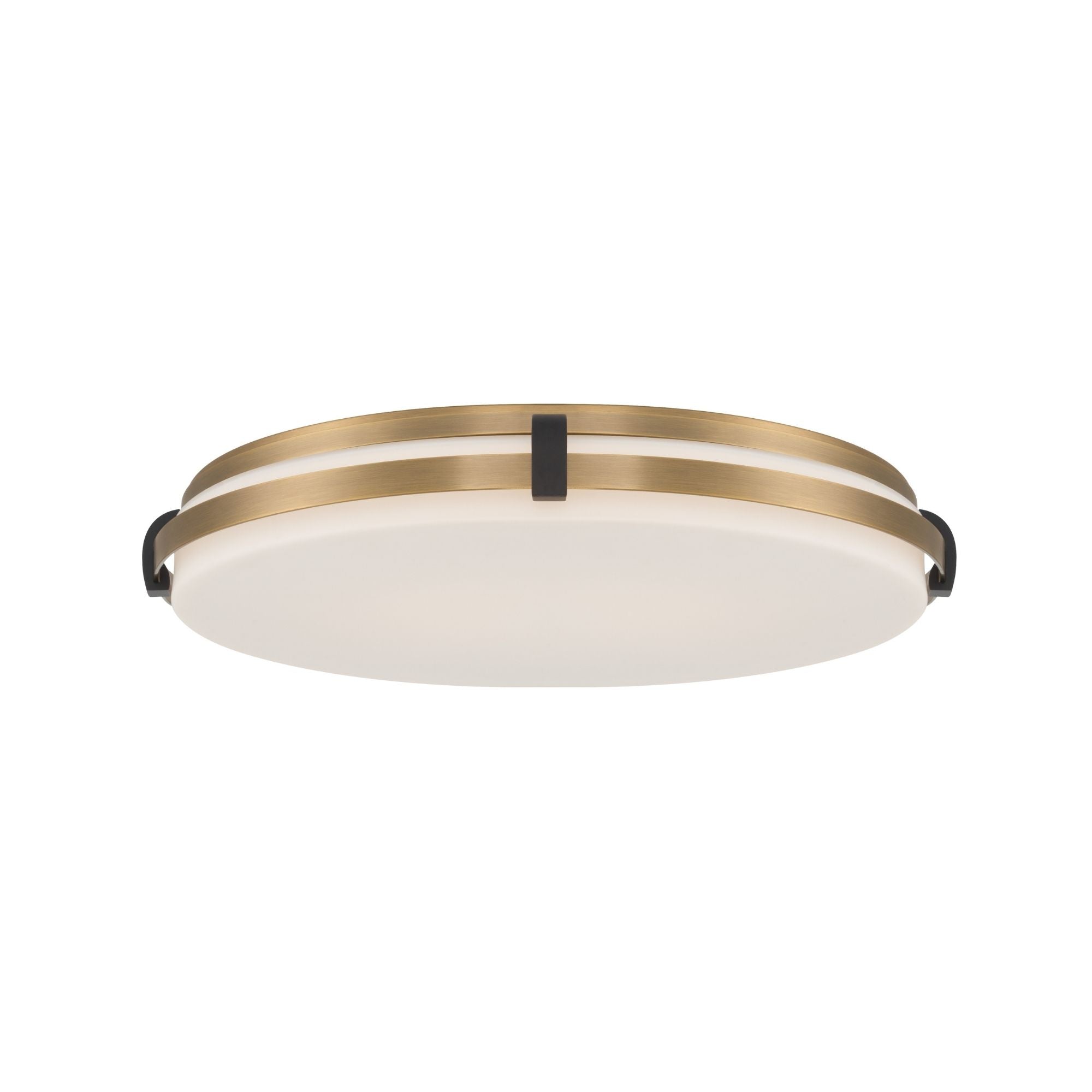 Minka-Lavery Arclume 18.75 in. LED Flush Mount, Legacy Brass & Dark Matte Black with Etched White Glass
