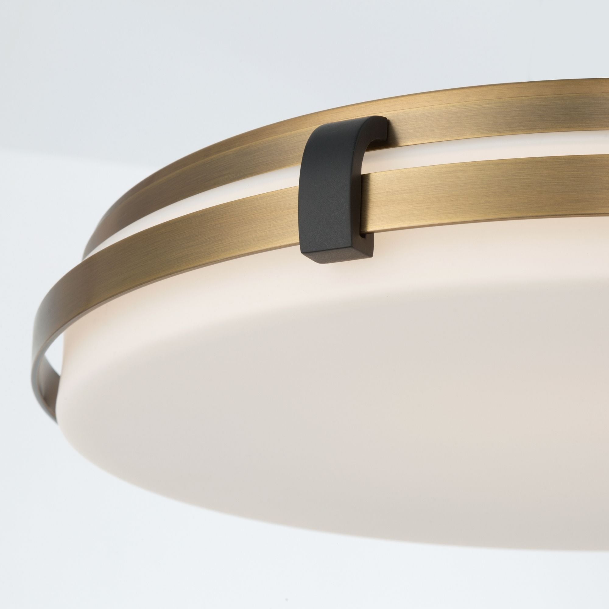 Minka-Lavery Arclume 18.75 in. LED Flush Mount, Legacy Brass & Dark Matte Black with Etched White Glass