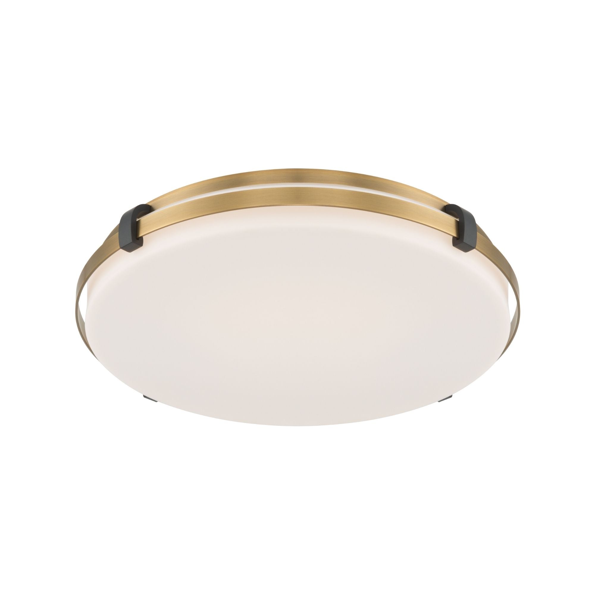 Minka-Lavery Arclume 18.75 in. LED Flush Mount, Legacy Brass & Dark Matte Black with Etched White Glass
