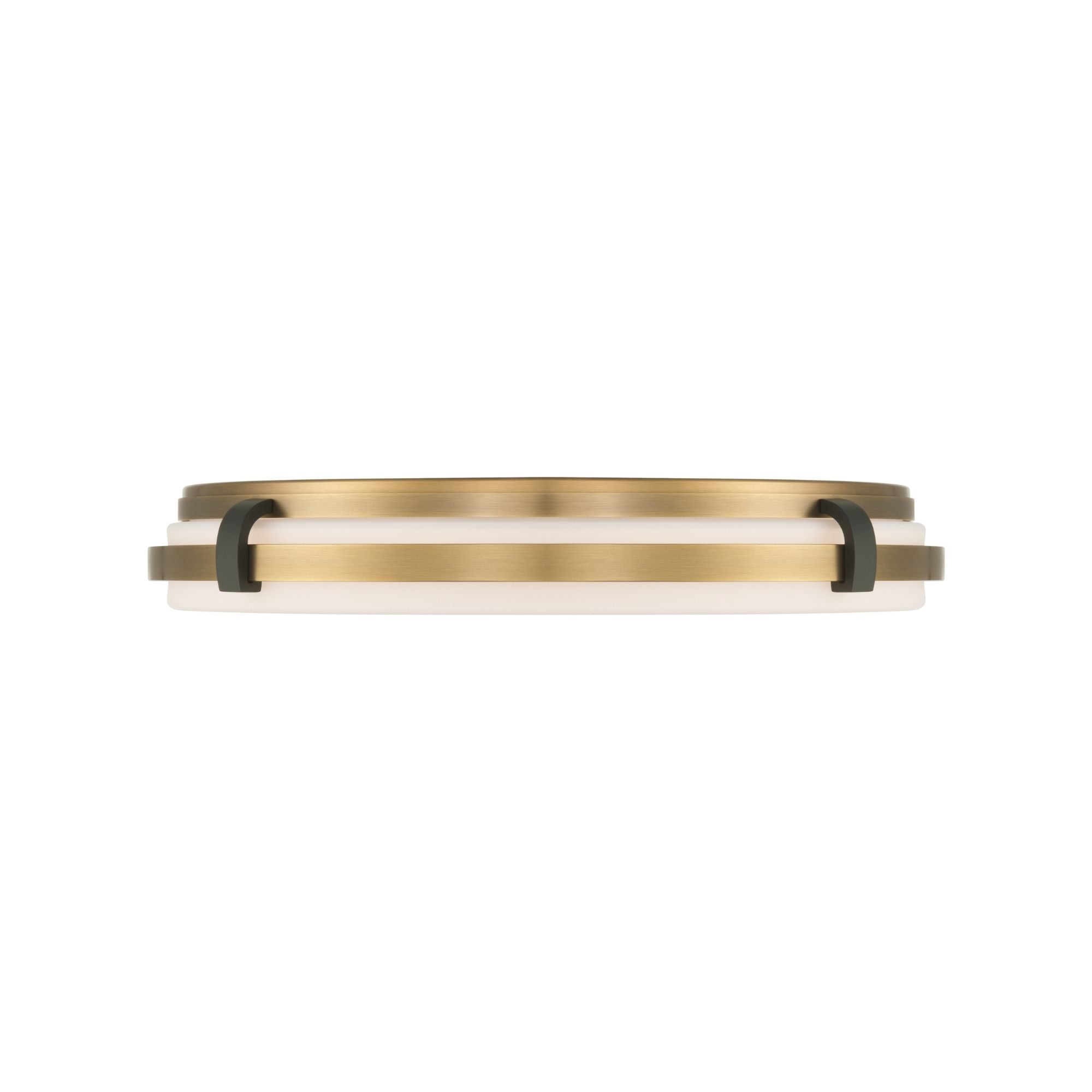 Minka-Lavery Arclume 18.75 in. LED Flush Mount, Legacy Brass & Dark Matte Black with Etched White Glass