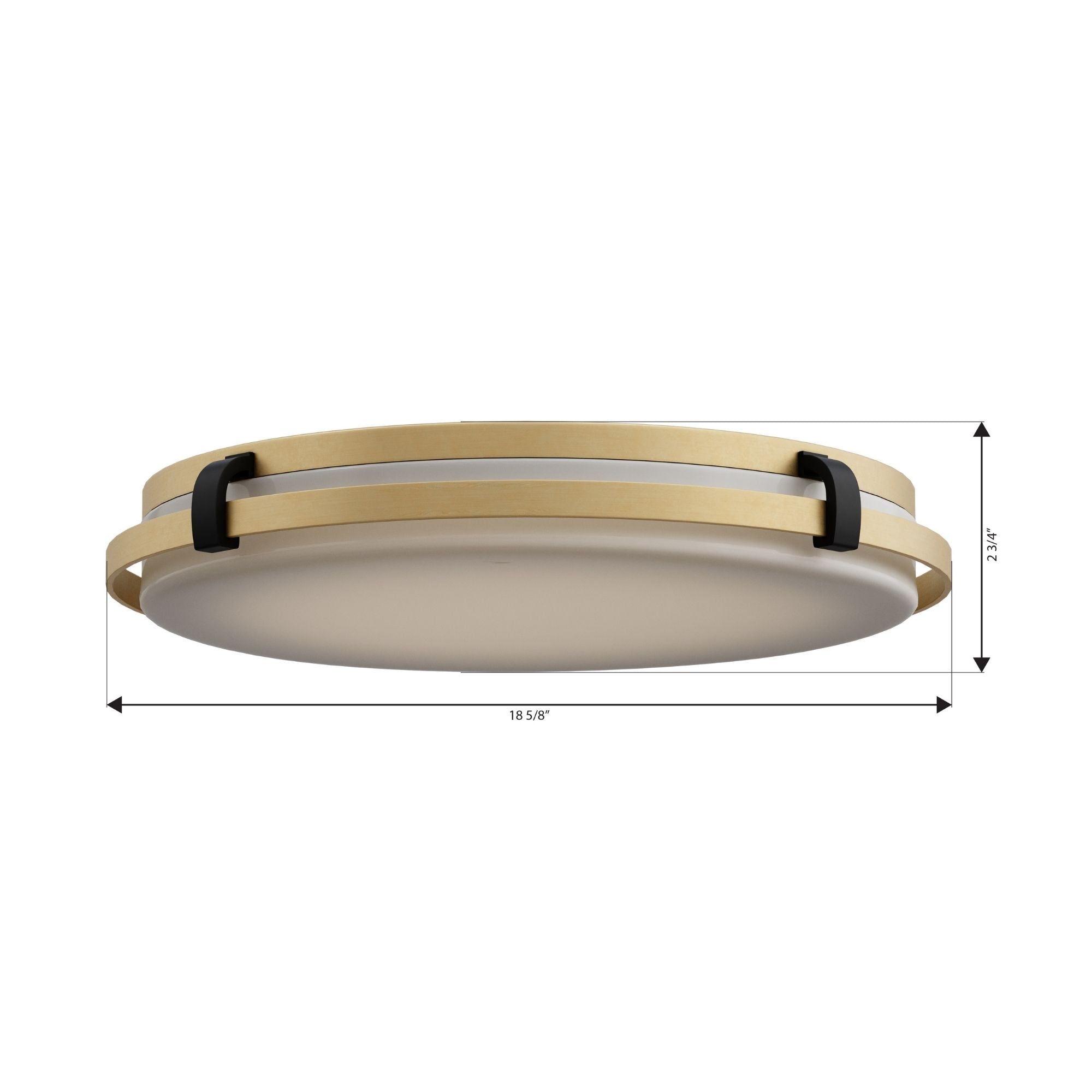 Minka-Lavery Arclume 18.75 in. LED Flush Mount, Legacy Brass & Dark Matte Black with Etched White Glass