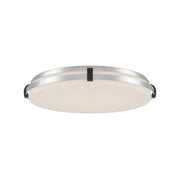 Minka-Lavery Arclume 18.75 in. LED Flush Mount, Chrome & Dark Matte Black with Etched White Glass