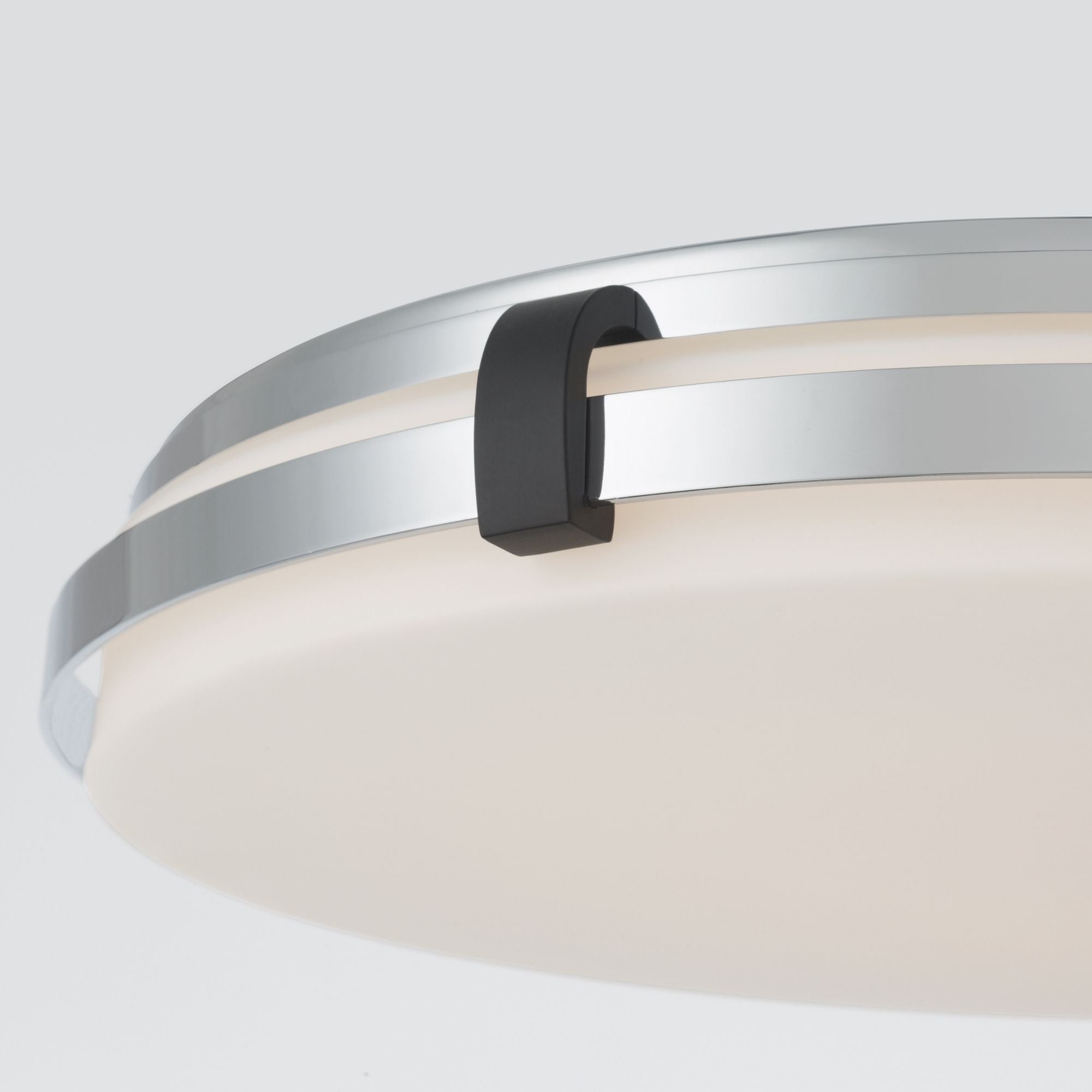 Minka-Lavery Arclume 18.75 in. LED Flush Mount, Chrome & Dark Matte Black with Etched White Glass