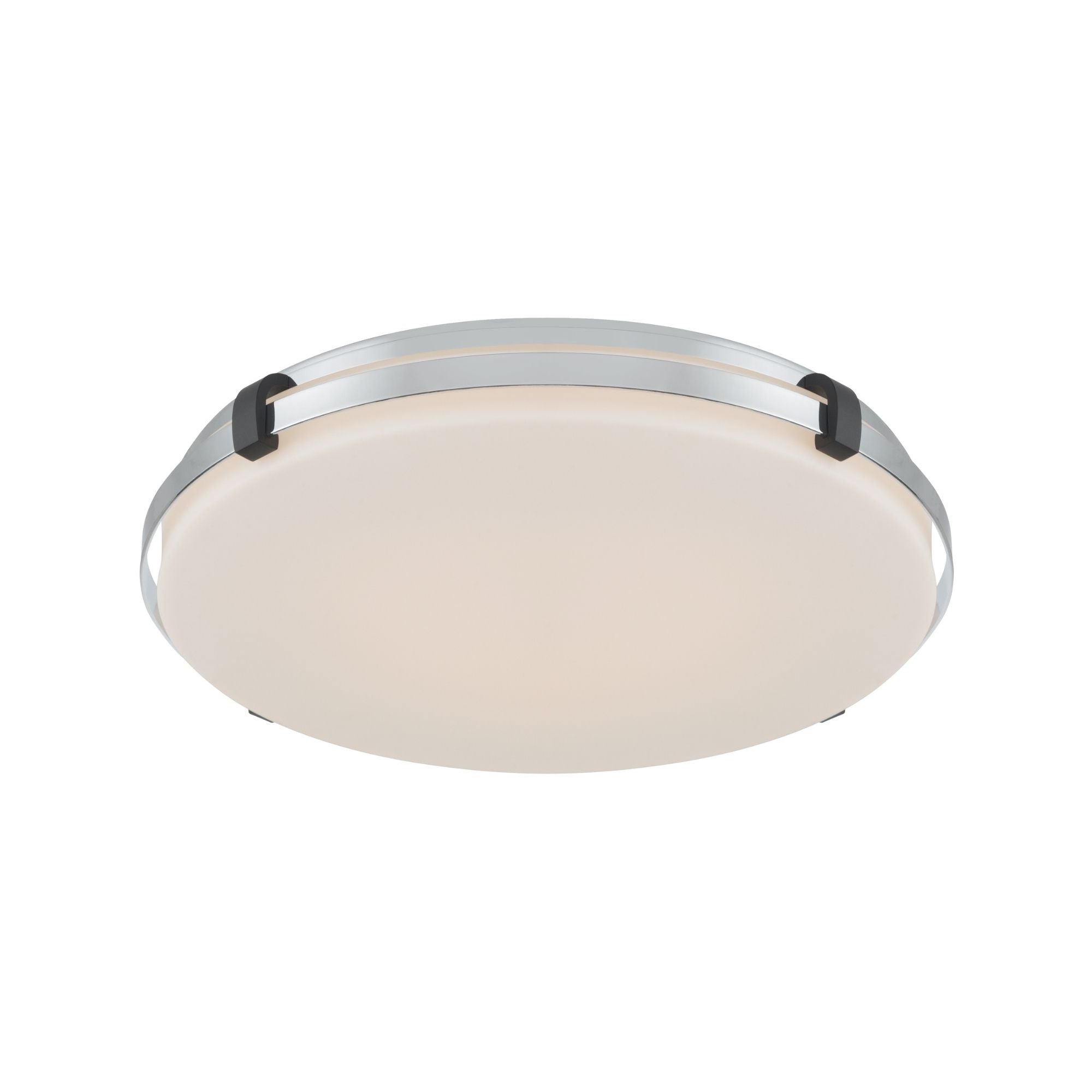 Minka-Lavery Arclume 18.75 in. LED Flush Mount, Chrome & Dark Matte Black with Etched White Glass