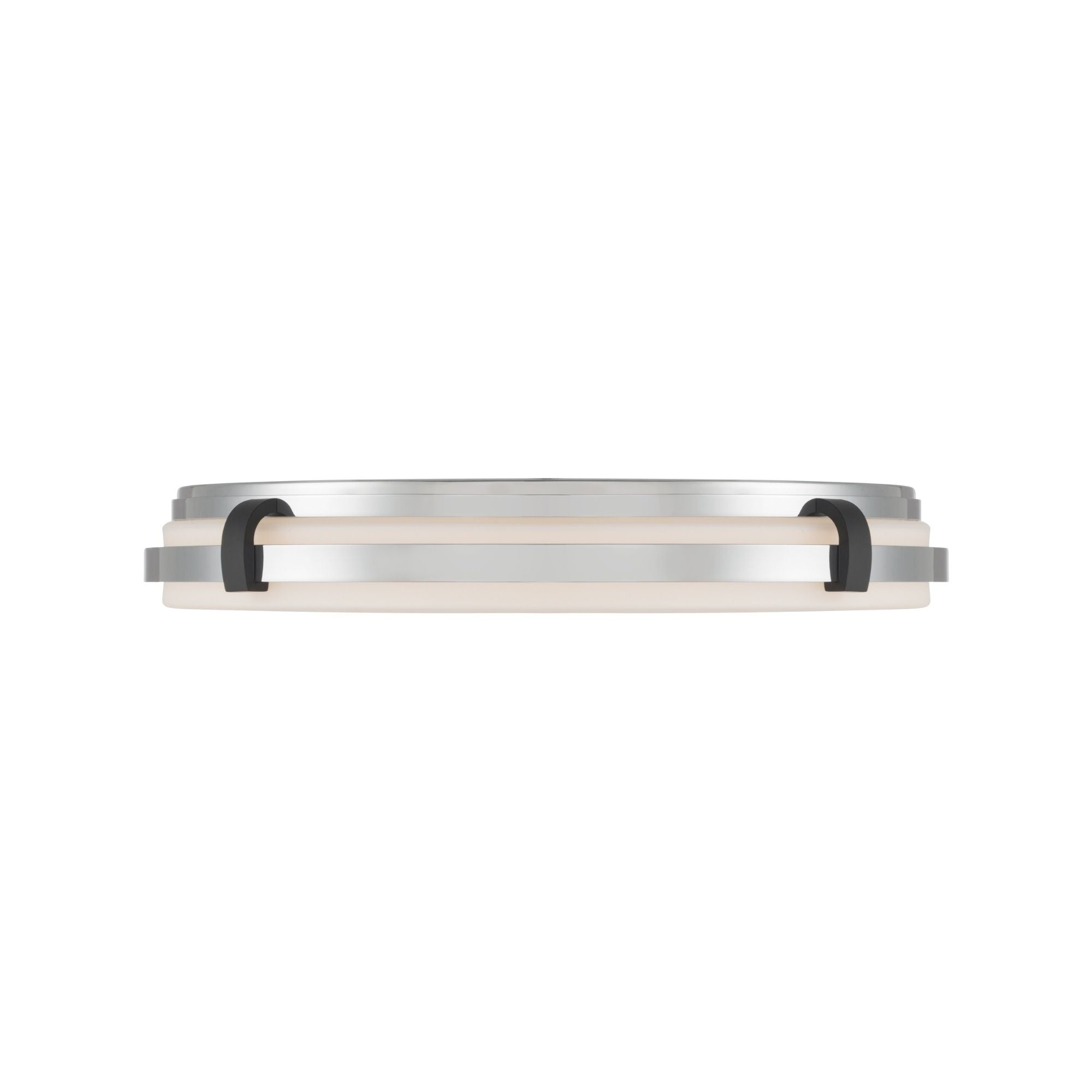 Minka-Lavery Arclume 18.75 in. LED Flush Mount, Chrome & Dark Matte Black with Etched White Glass