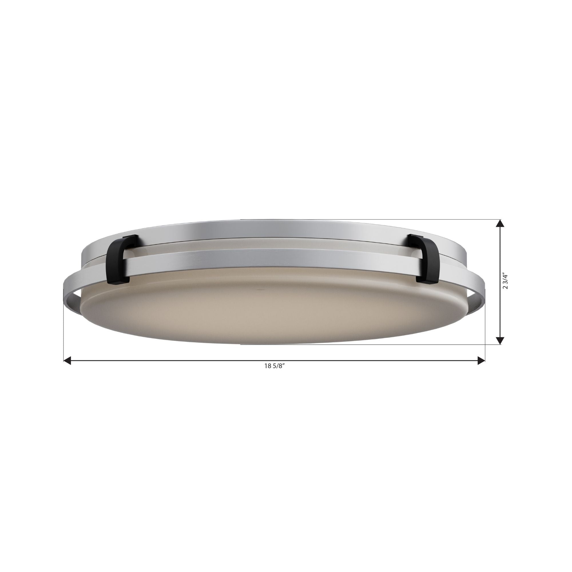 Minka-Lavery Arclume 18.75 in. LED Flush Mount, Chrome & Dark Matte Black with Etched White Glass