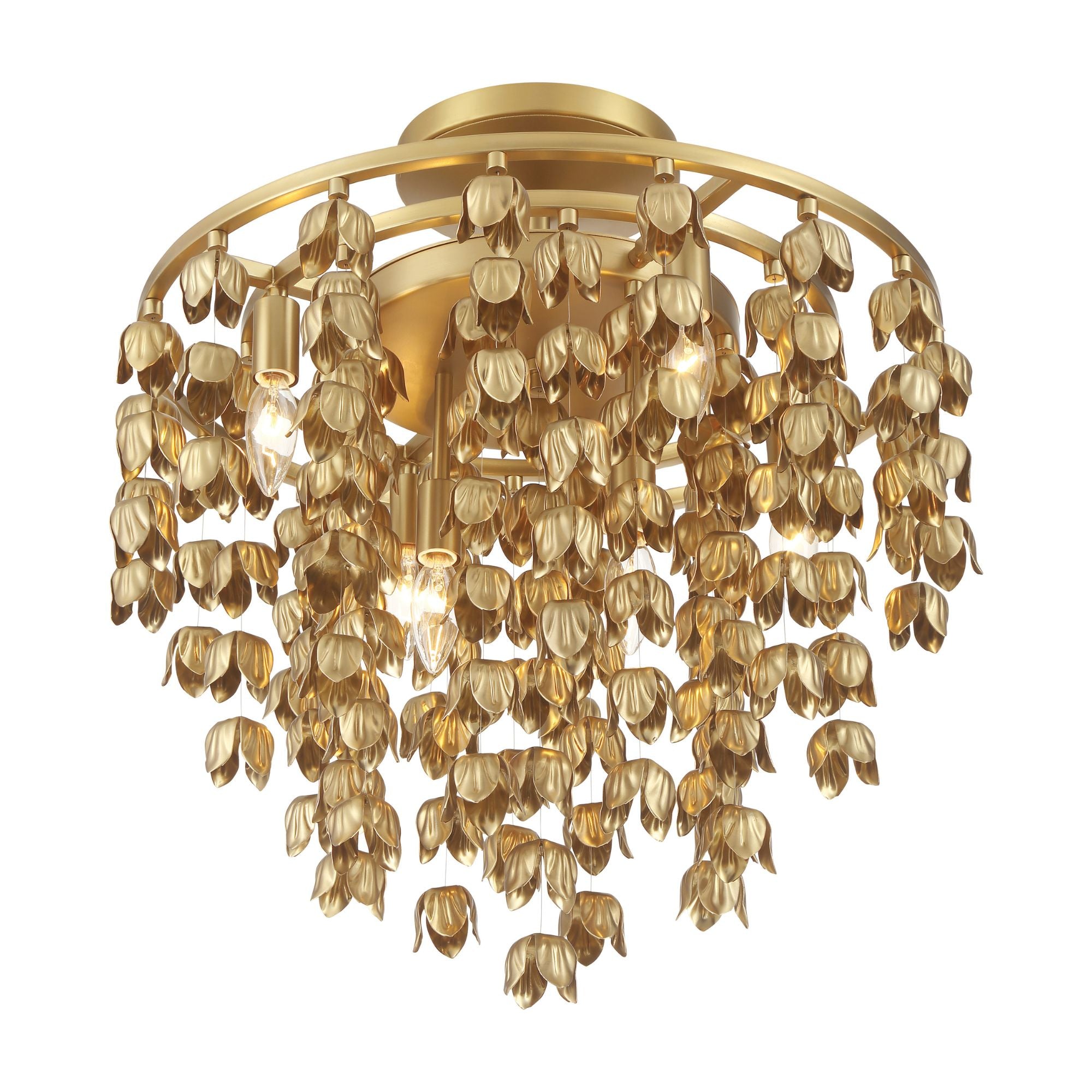 Ashgrove 21" 6-Light Semi-Flush Mount, Legacy Brass Finish