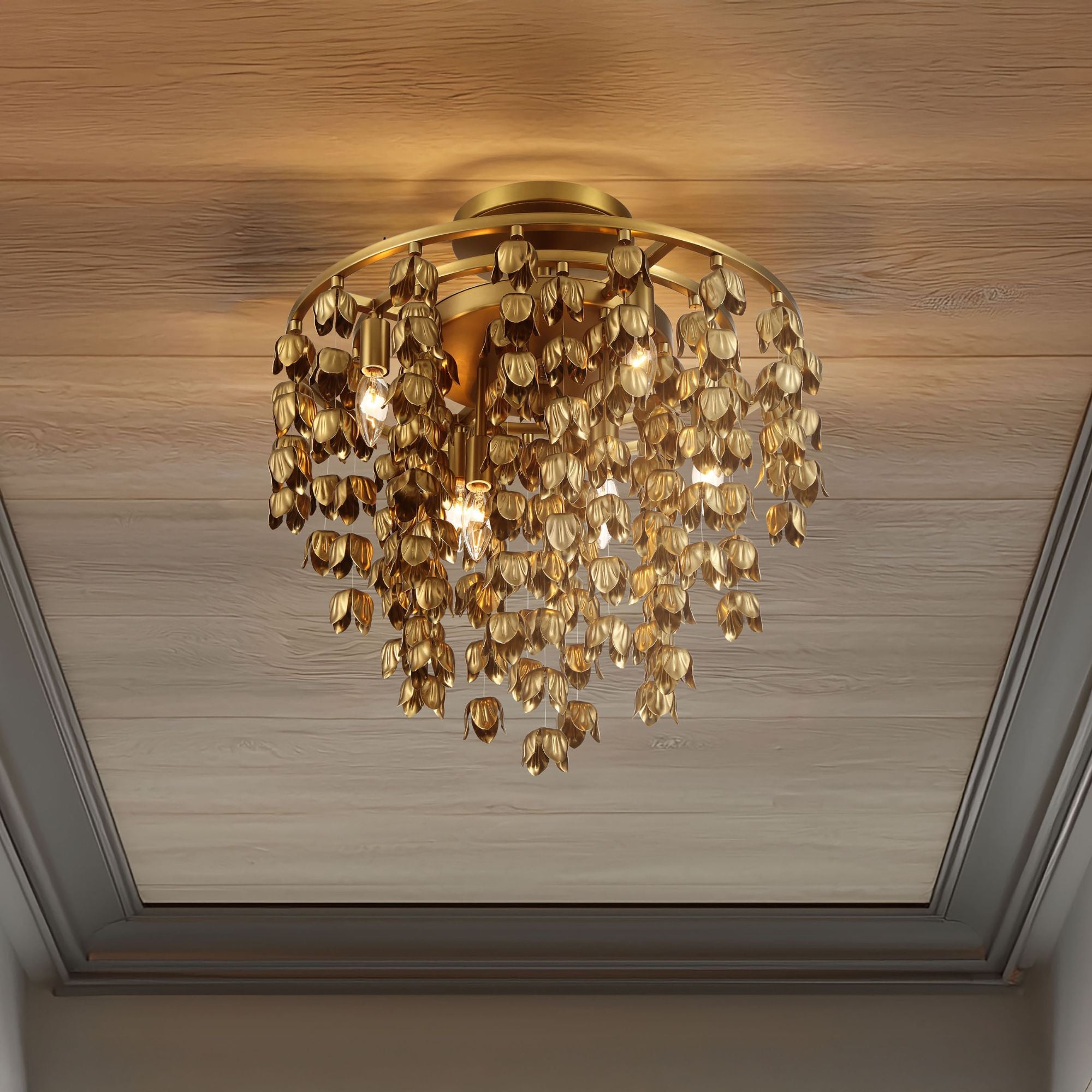 Ashgrove 21" 6-Light Semi-Flush Mount, Legacy Brass Finish