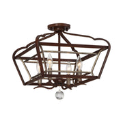Astrapia 16" 4-Light Semi-Flush Mount, Dark Rubbed Sienna & Aged Silver Finish
