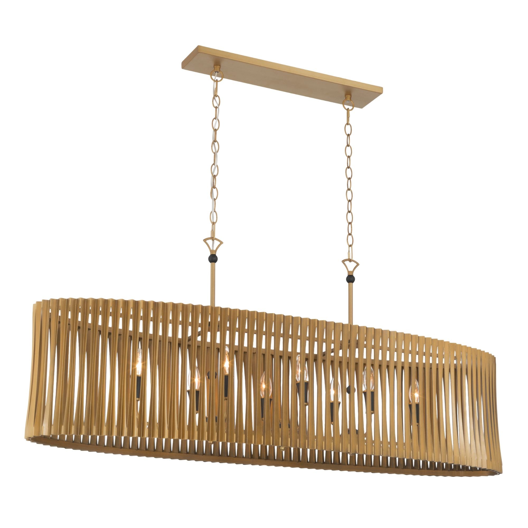 Minka-Lavery Aven 52 in. 8-Light Linear Chandelier, Sand Coal Black & Painted Legacy Brass