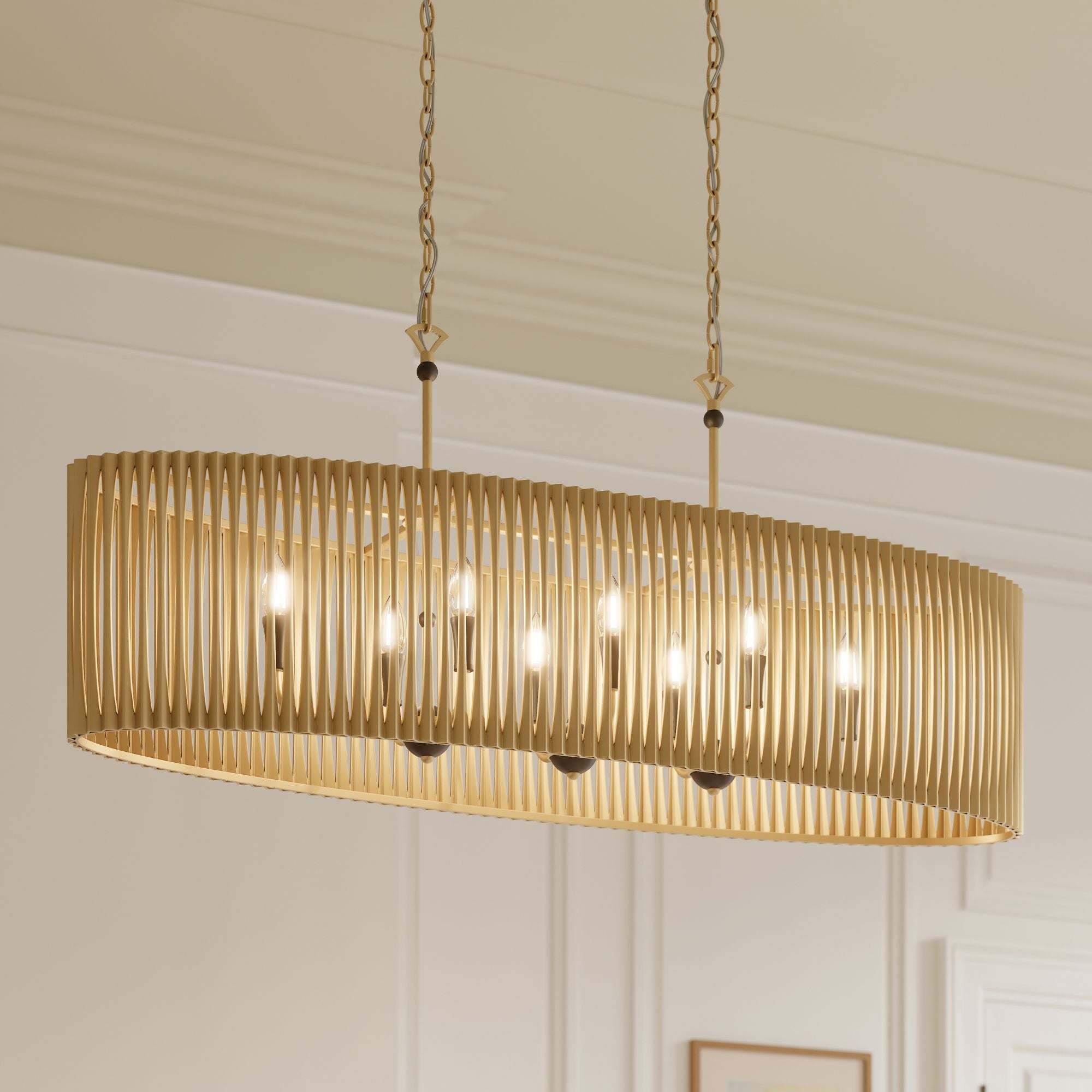 Minka-Lavery Aven 52 in. 8-Light Linear Chandelier, Sand Coal Black & Painted Legacy Brass