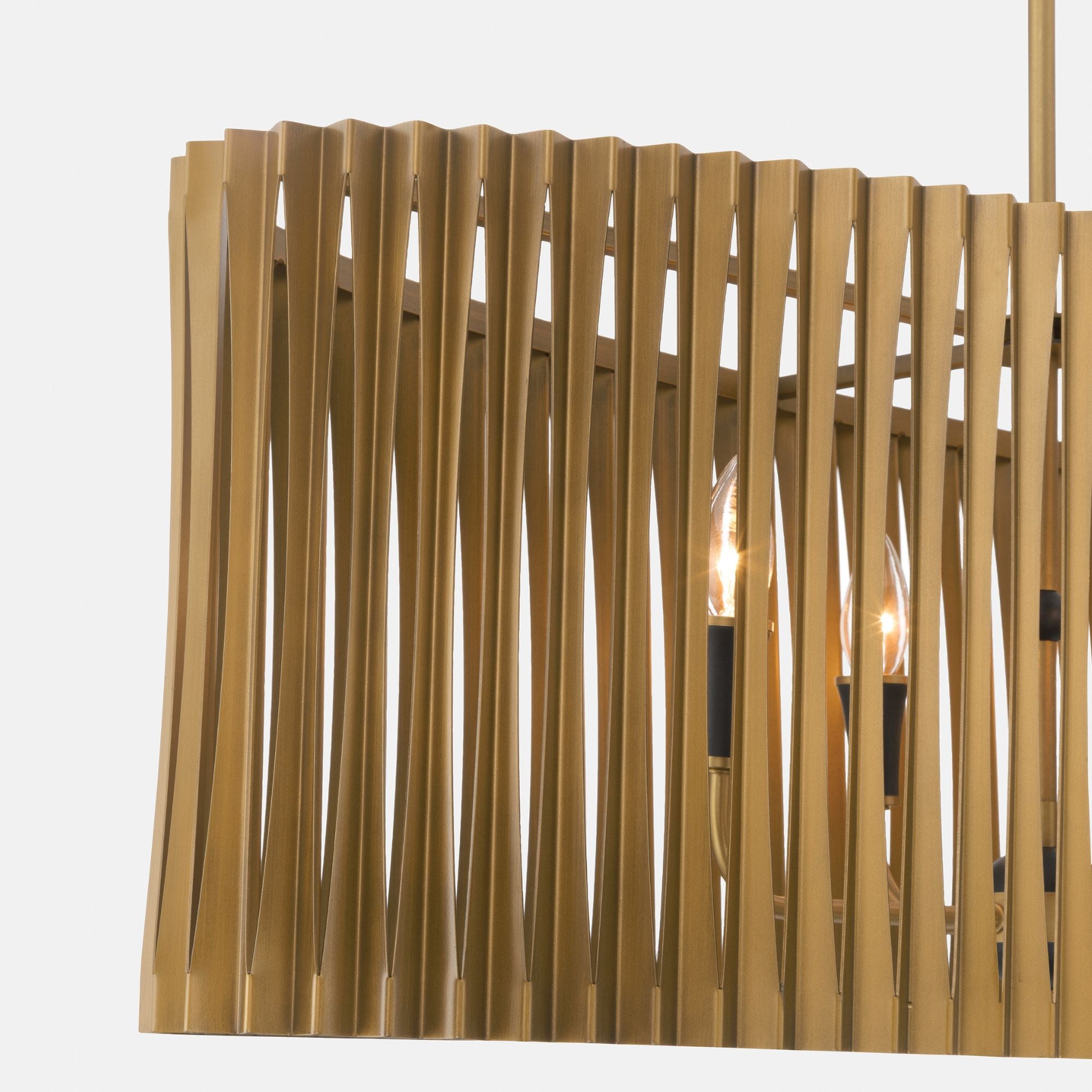 Minka-Lavery Aven 52 in. 8-Light Linear Chandelier, Sand Coal Black & Painted Legacy Brass