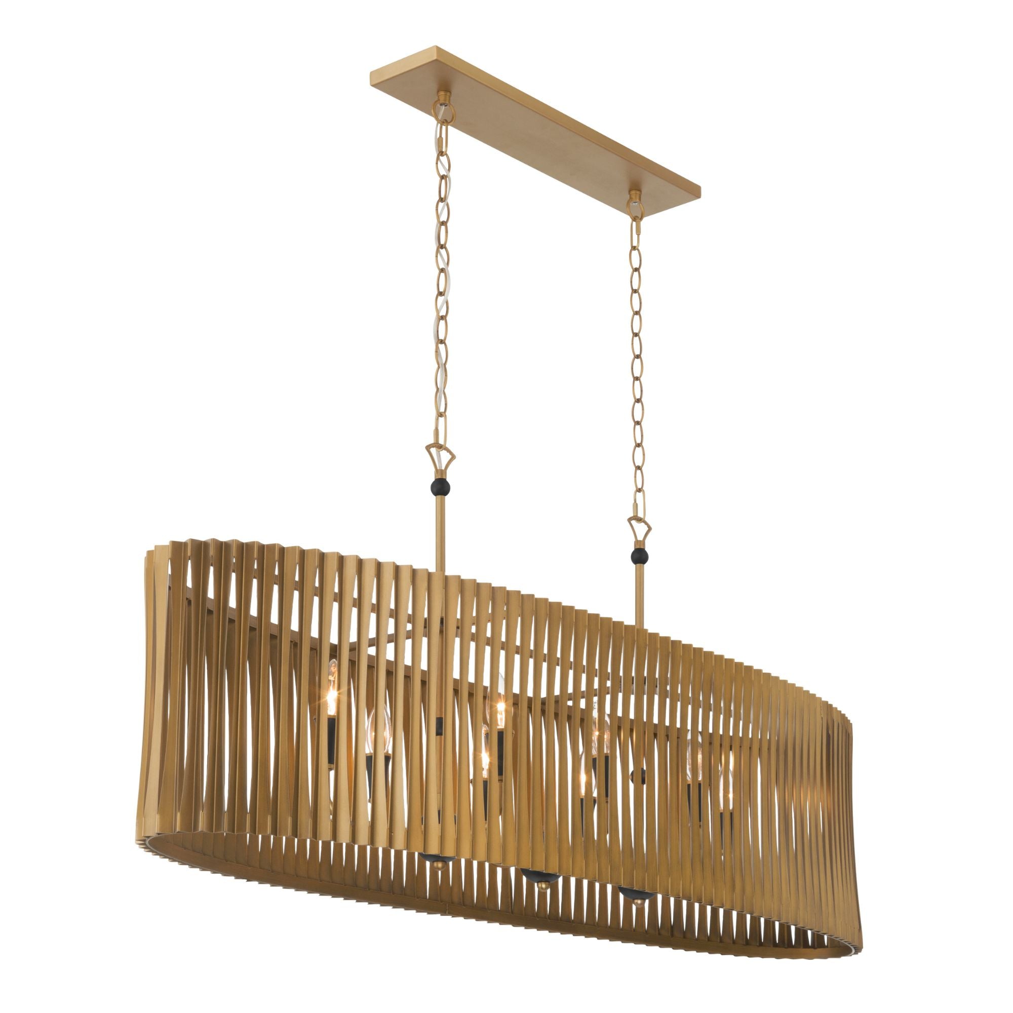 Minka-Lavery Aven 52 in. 8-Light Linear Chandelier, Sand Coal Black & Painted Legacy Brass
