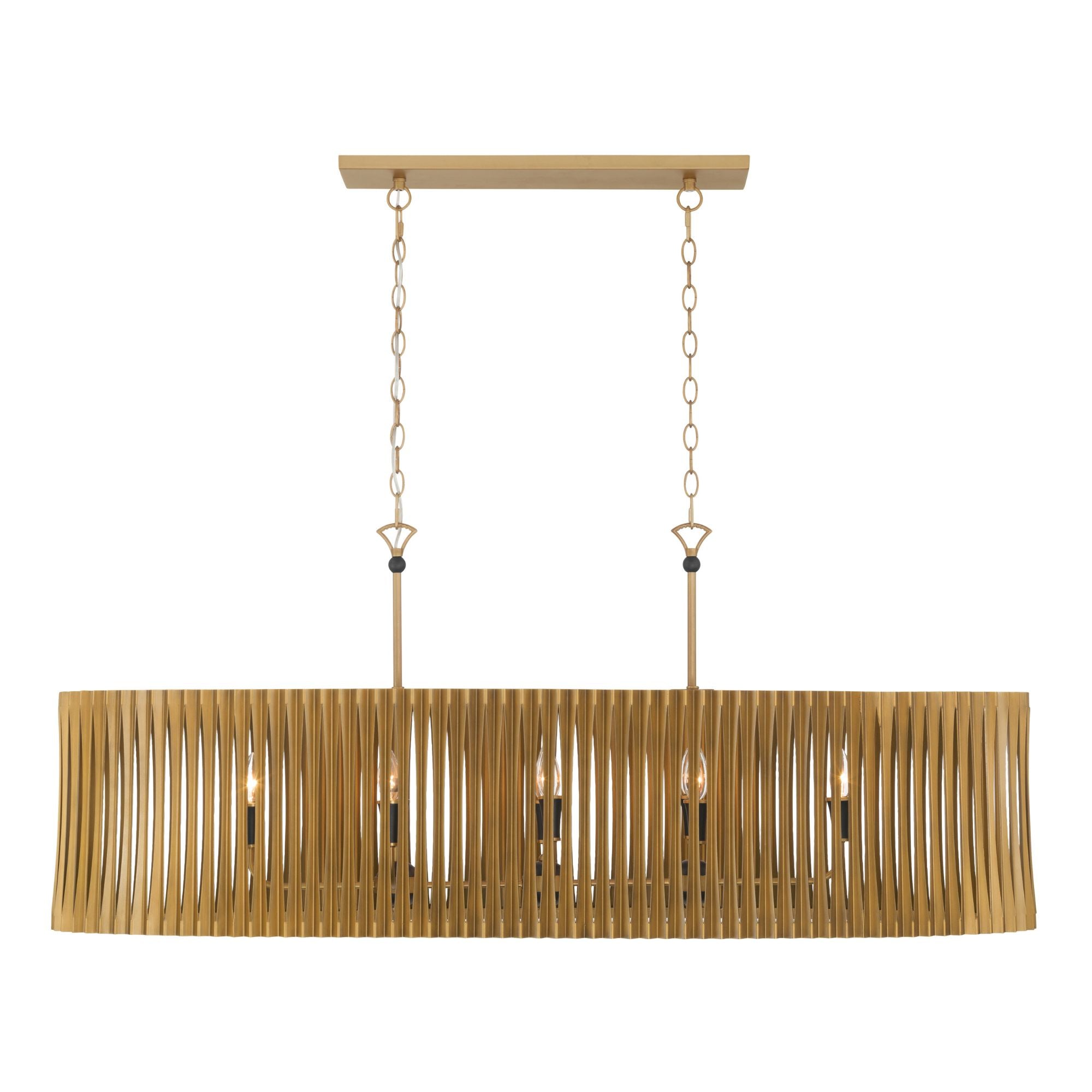 Minka-Lavery Aven 52 in. 8-Light Linear Chandelier, Sand Coal Black & Painted Legacy Brass