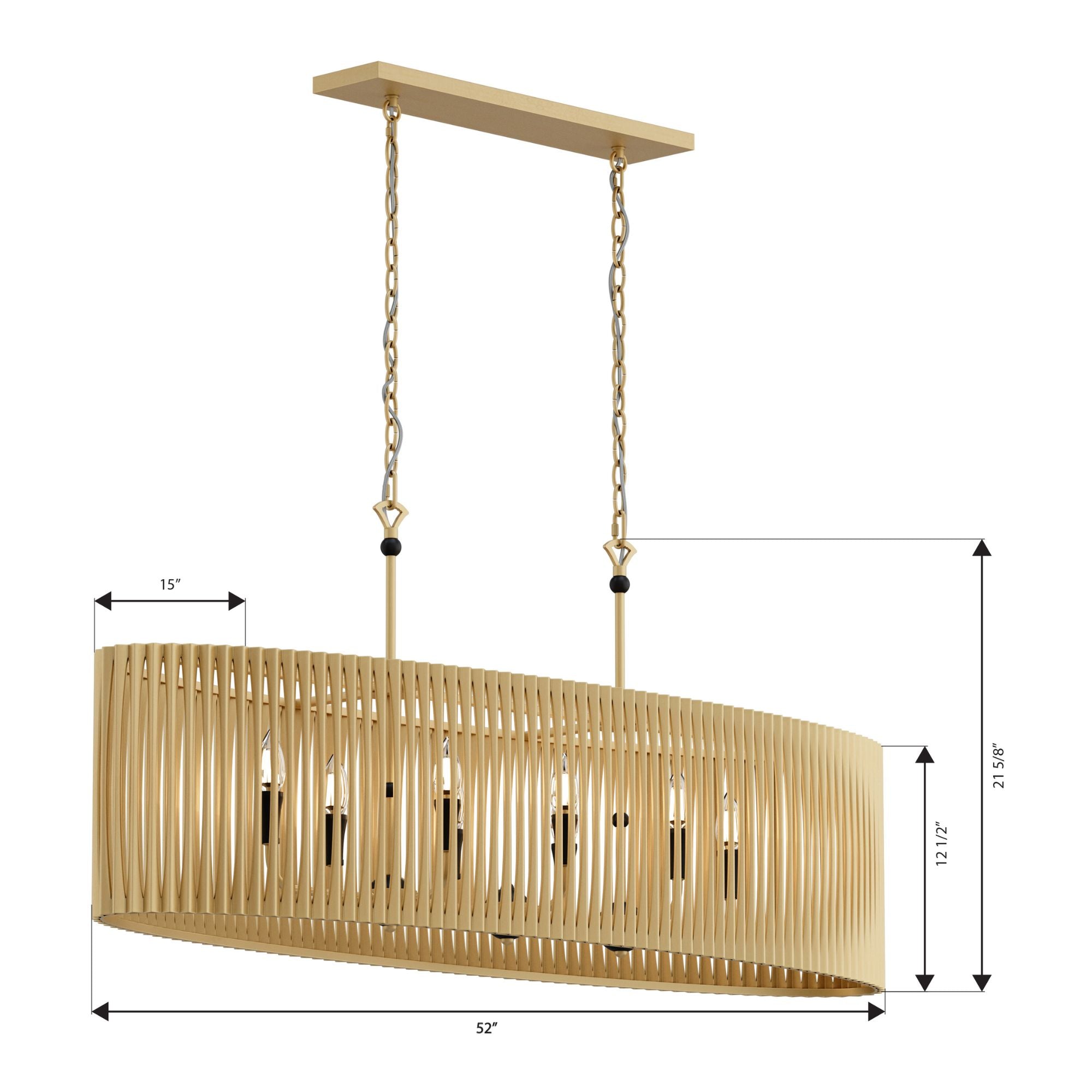 Minka-Lavery Aven 52 in. 8-Light Linear Chandelier, Sand Coal Black & Painted Legacy Brass