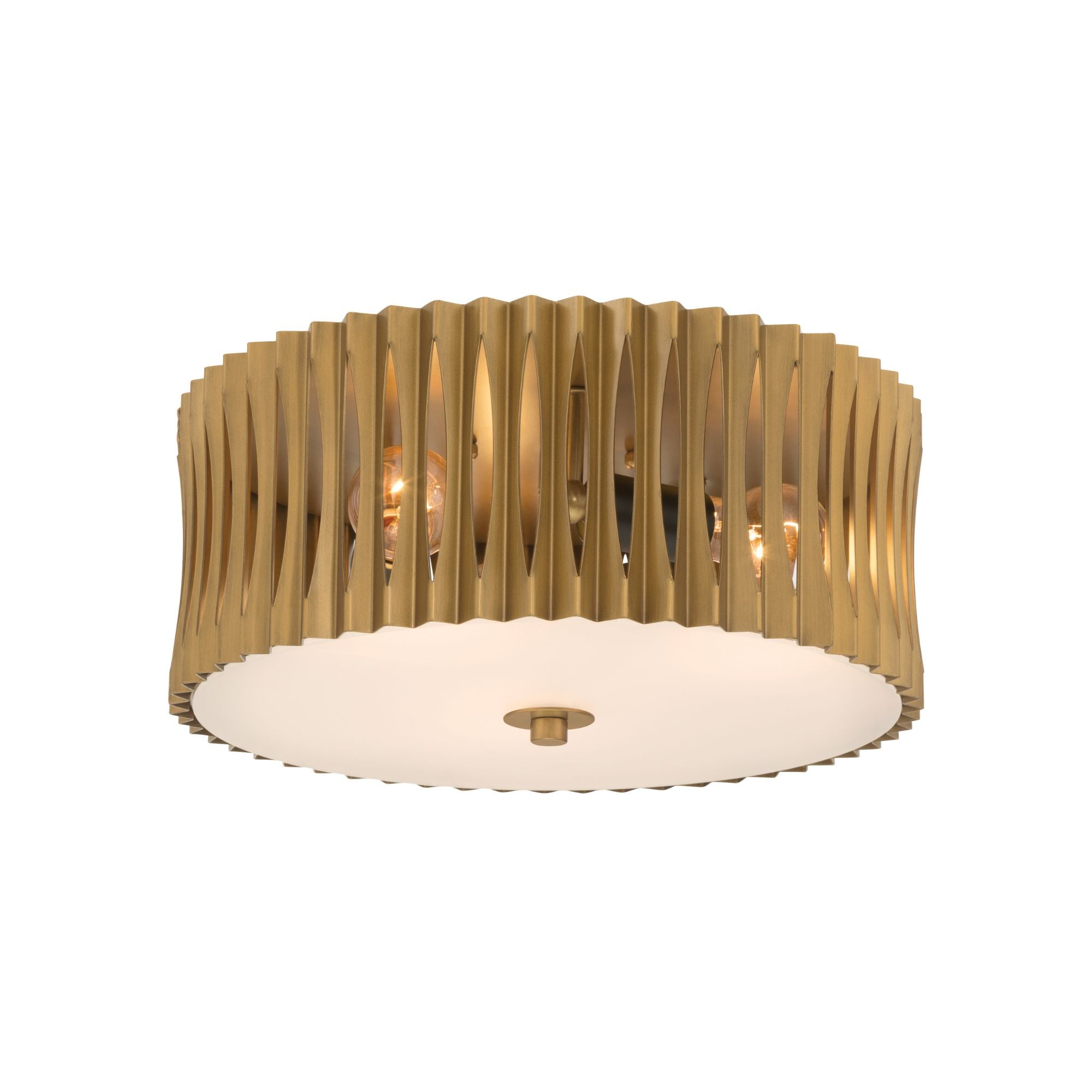 Minka-Lavery Aven 16 in. 3-Light Flush Mount, Sand Coal Black & Painted Legacy Brass with Frosted Drum Shade