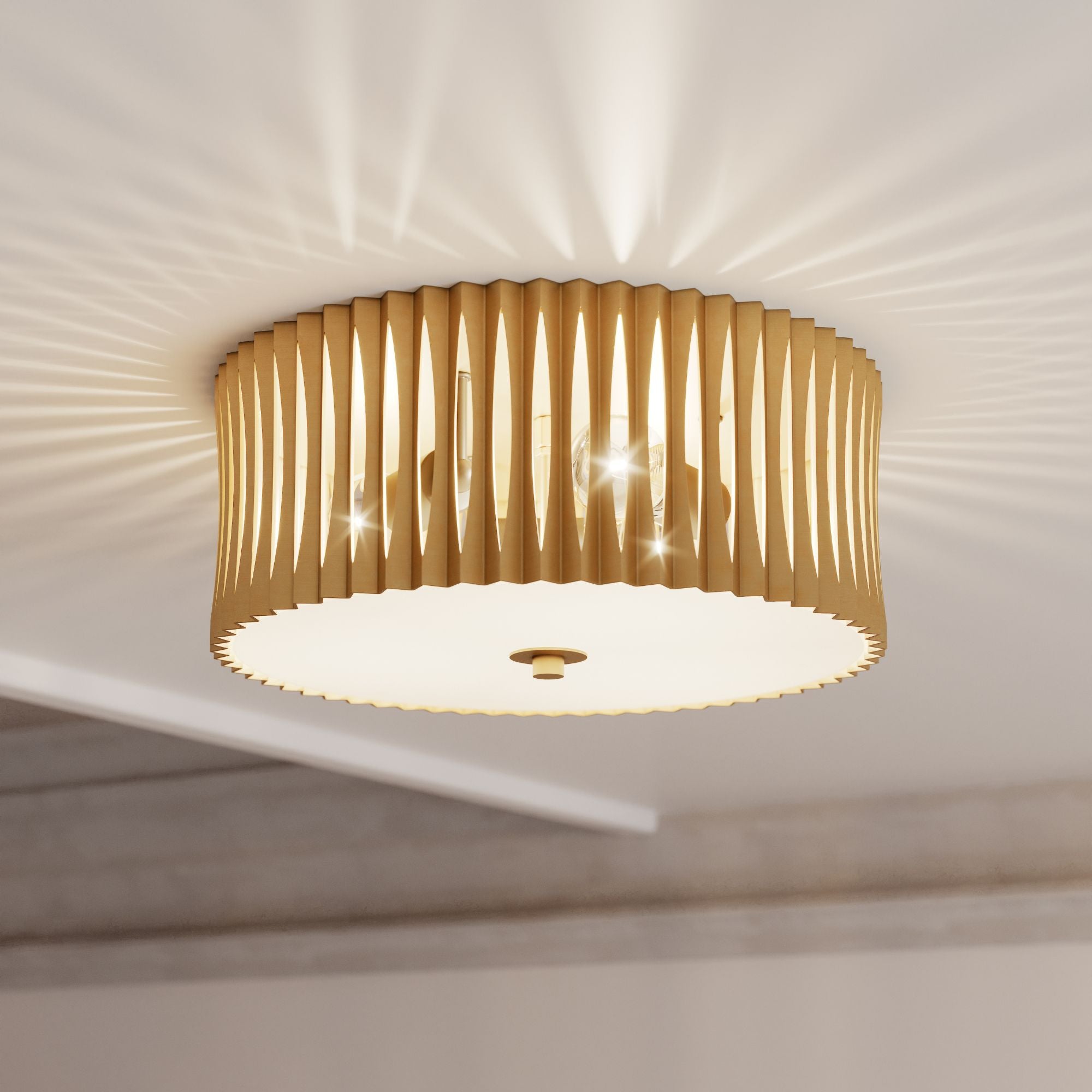 Minka-Lavery Aven 16 in. 3-Light Flush Mount, Sand Coal Black & Painted Legacy Brass with Frosted Drum Shade