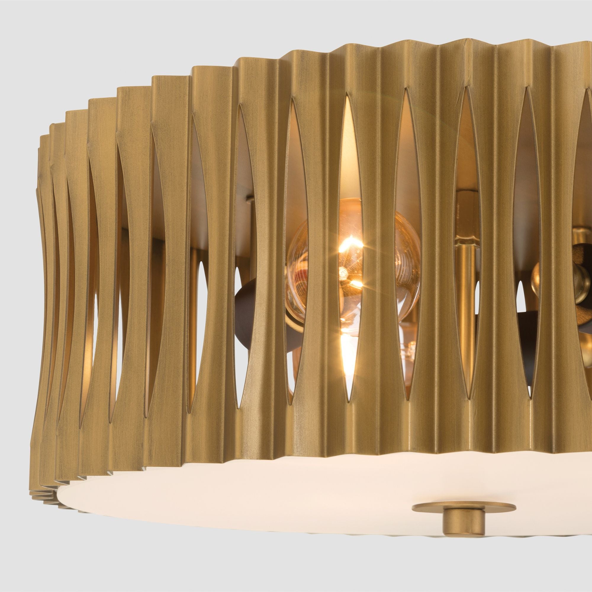 Minka-Lavery Aven 16 in. 3-Light Flush Mount, Sand Coal Black & Painted Legacy Brass with Frosted Drum Shade