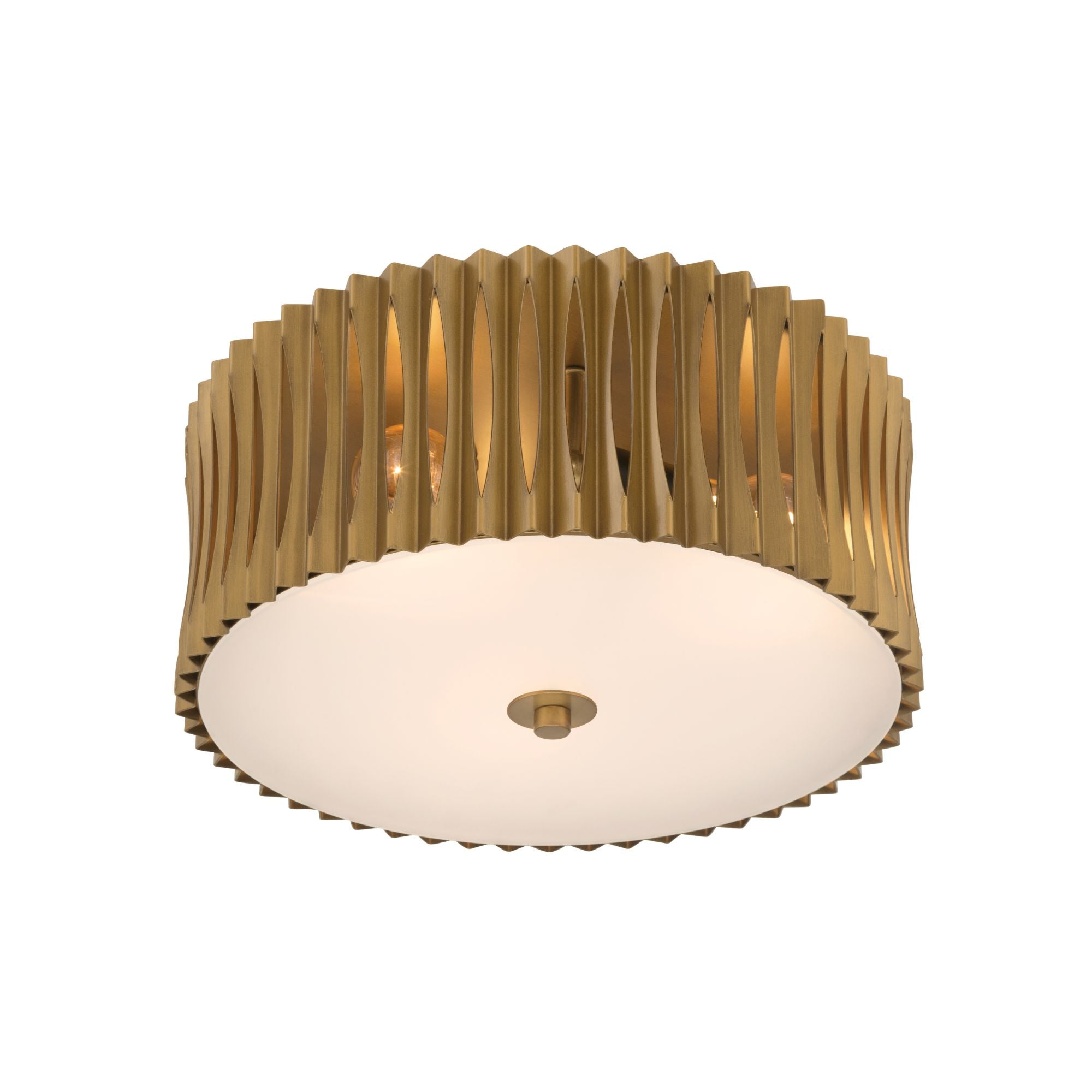 Minka-Lavery Aven 16 in. 3-Light Flush Mount, Sand Coal Black & Painted Legacy Brass with Frosted Drum Shade