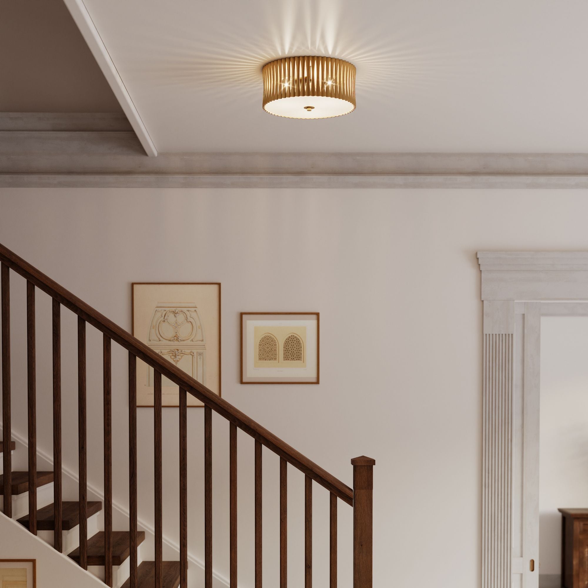 Minka-Lavery Aven 16 in. 3-Light Flush Mount, Sand Coal Black & Painted Legacy Brass with Frosted Drum Shade