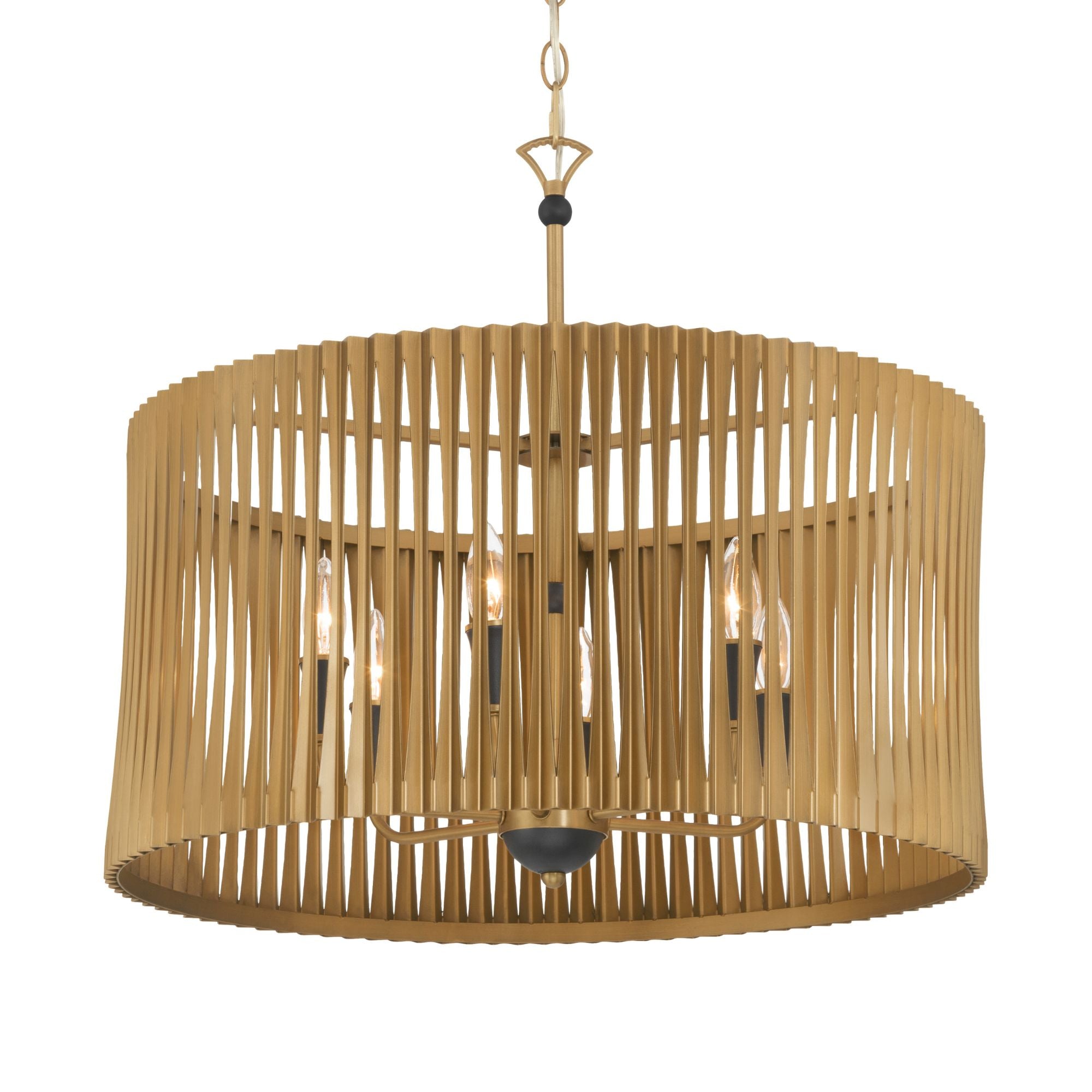 Minka-Lavery Aven 24 in. 6-Light Pendant, Sand Coal Black & Painted Legacy Brass