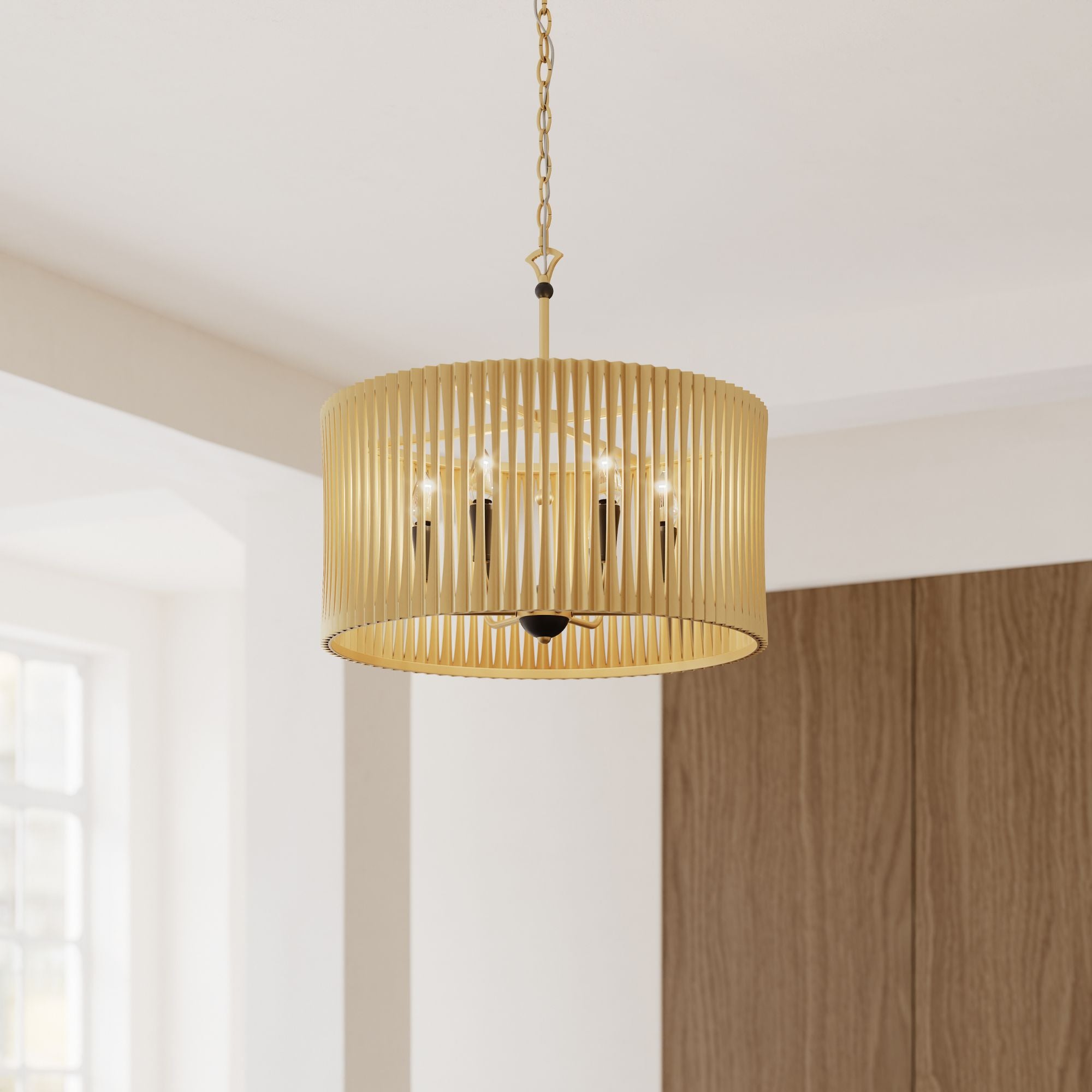 Minka-Lavery Aven 24 in. 6-Light Pendant, Sand Coal Black & Painted Legacy Brass