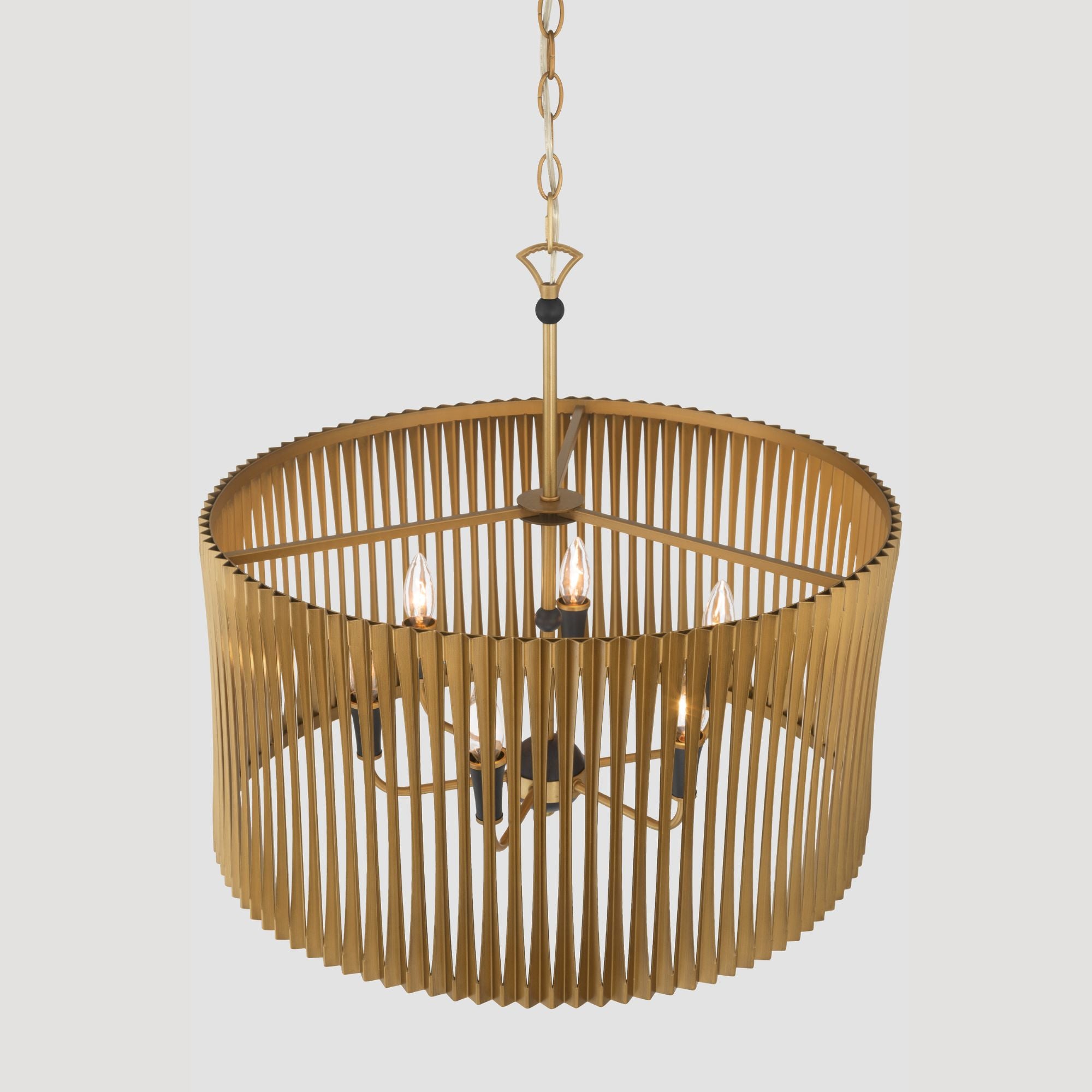 Minka-Lavery Aven 24 in. 6-Light Pendant, Sand Coal Black & Painted Legacy Brass