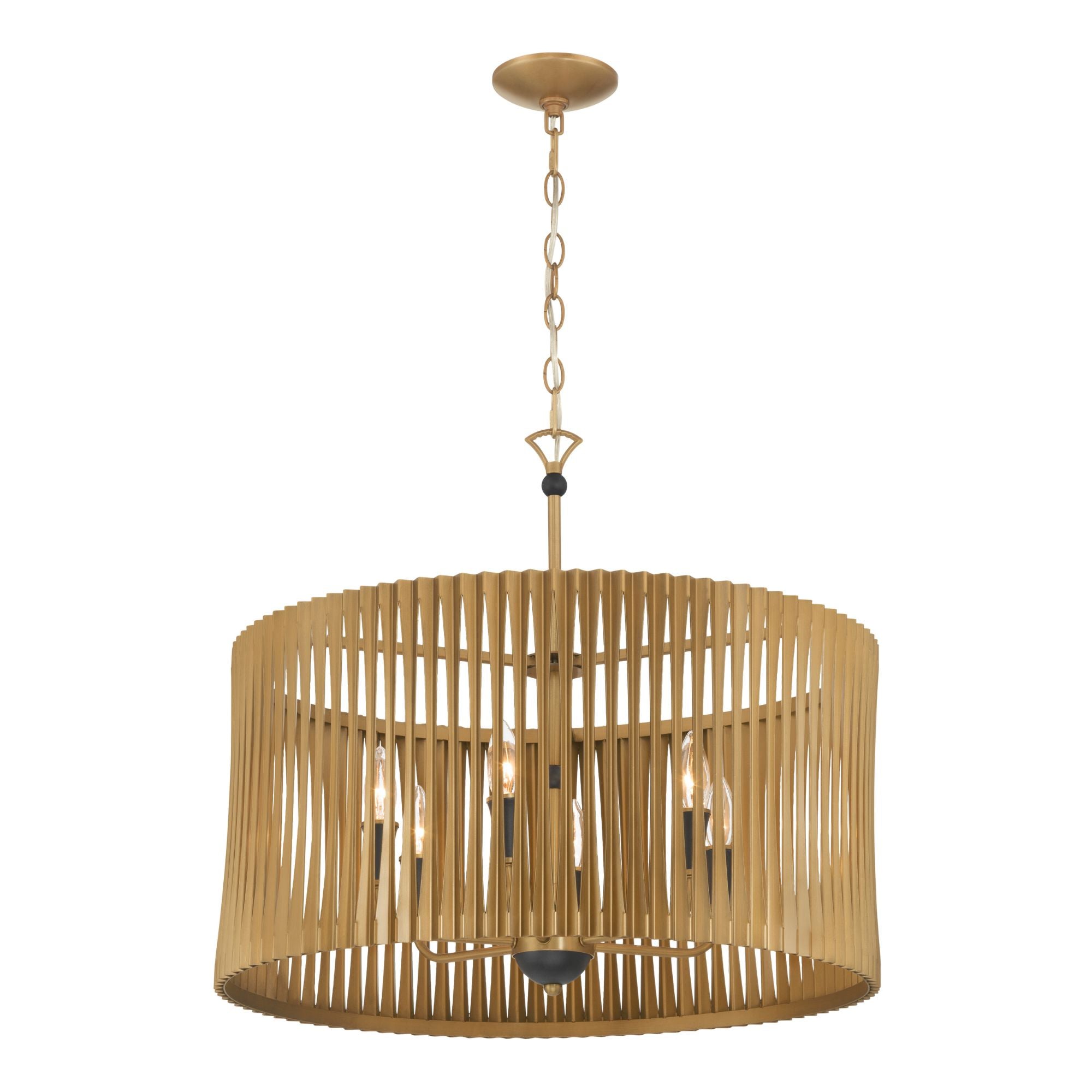 Minka-Lavery Aven 24 in. 6-Light Pendant, Sand Coal Black & Painted Legacy Brass