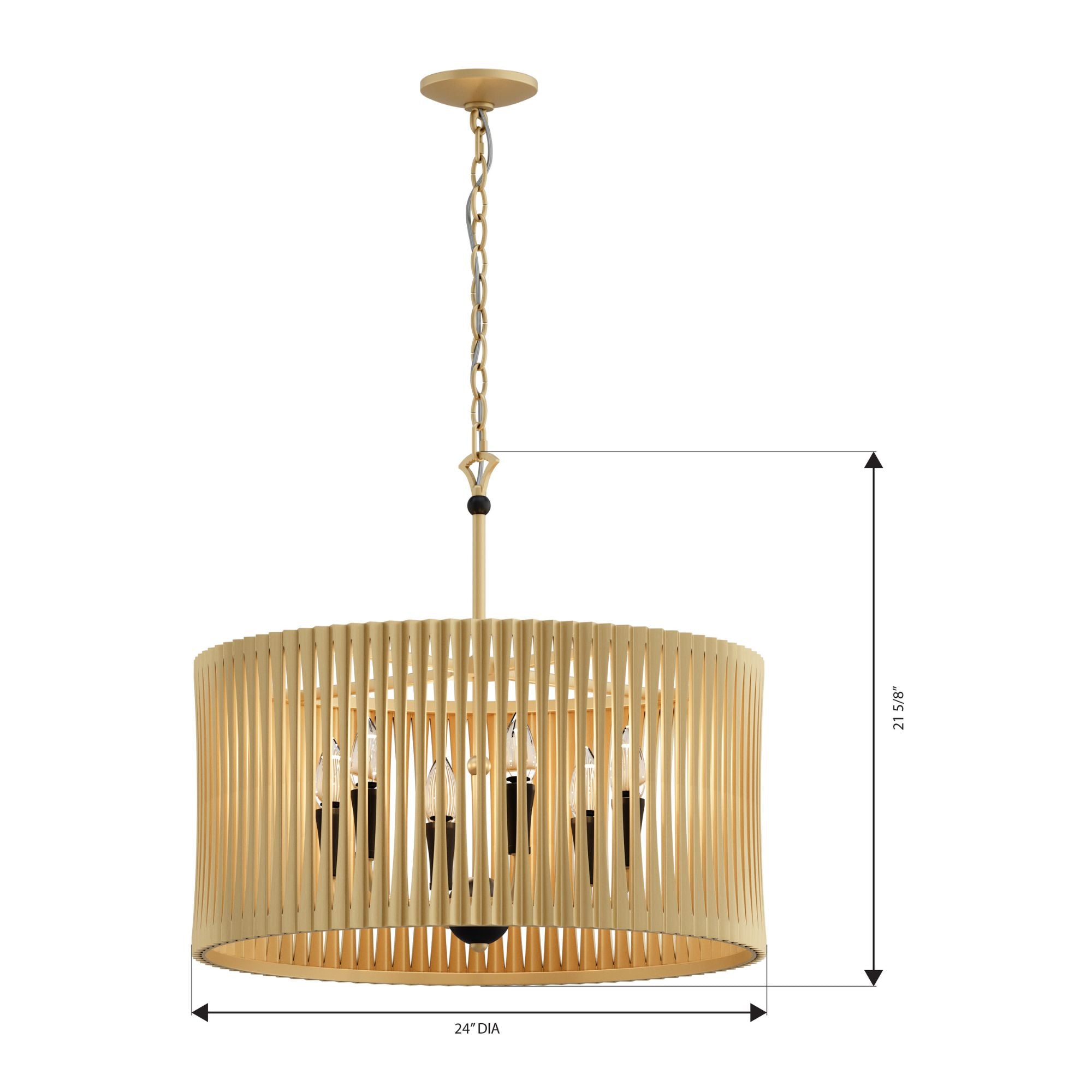 Minka-Lavery Aven 24 in. 6-Light Pendant, Sand Coal Black & Painted Legacy Brass