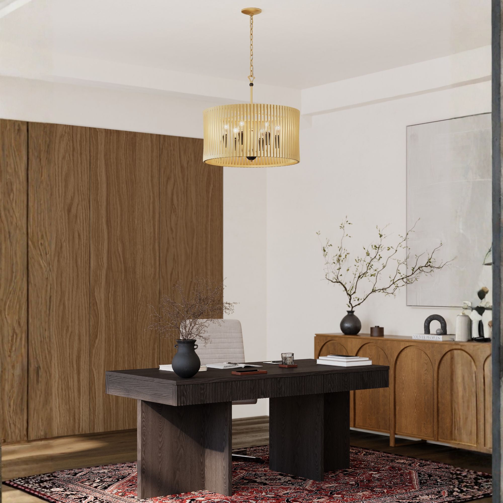 Minka-Lavery Aven 24 in. 6-Light Pendant, Sand Coal Black & Painted Legacy Brass