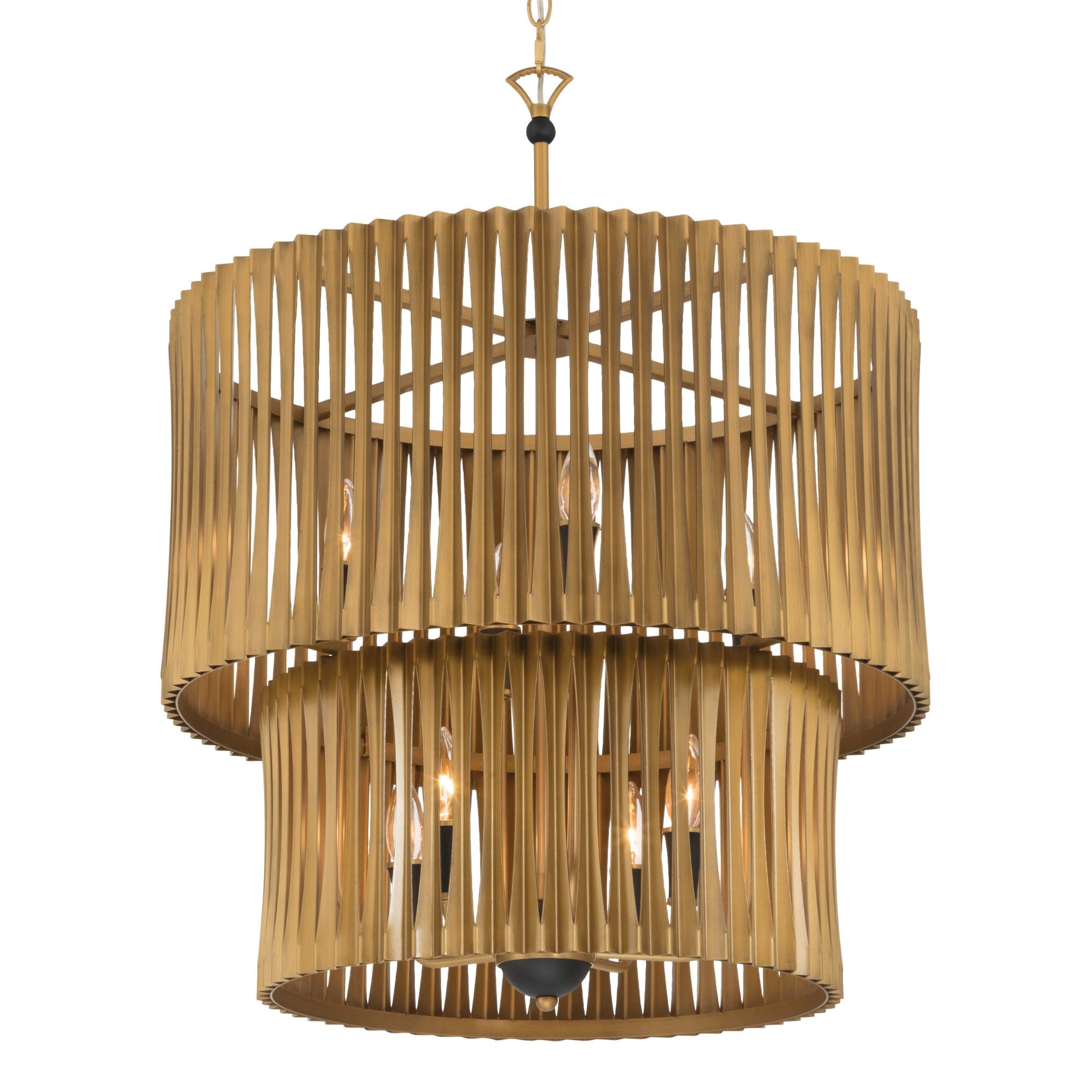 Minka-Lavery Aven 31 in. 8-Light Pendant, Sand Coal Black & Painted Legacy Brass