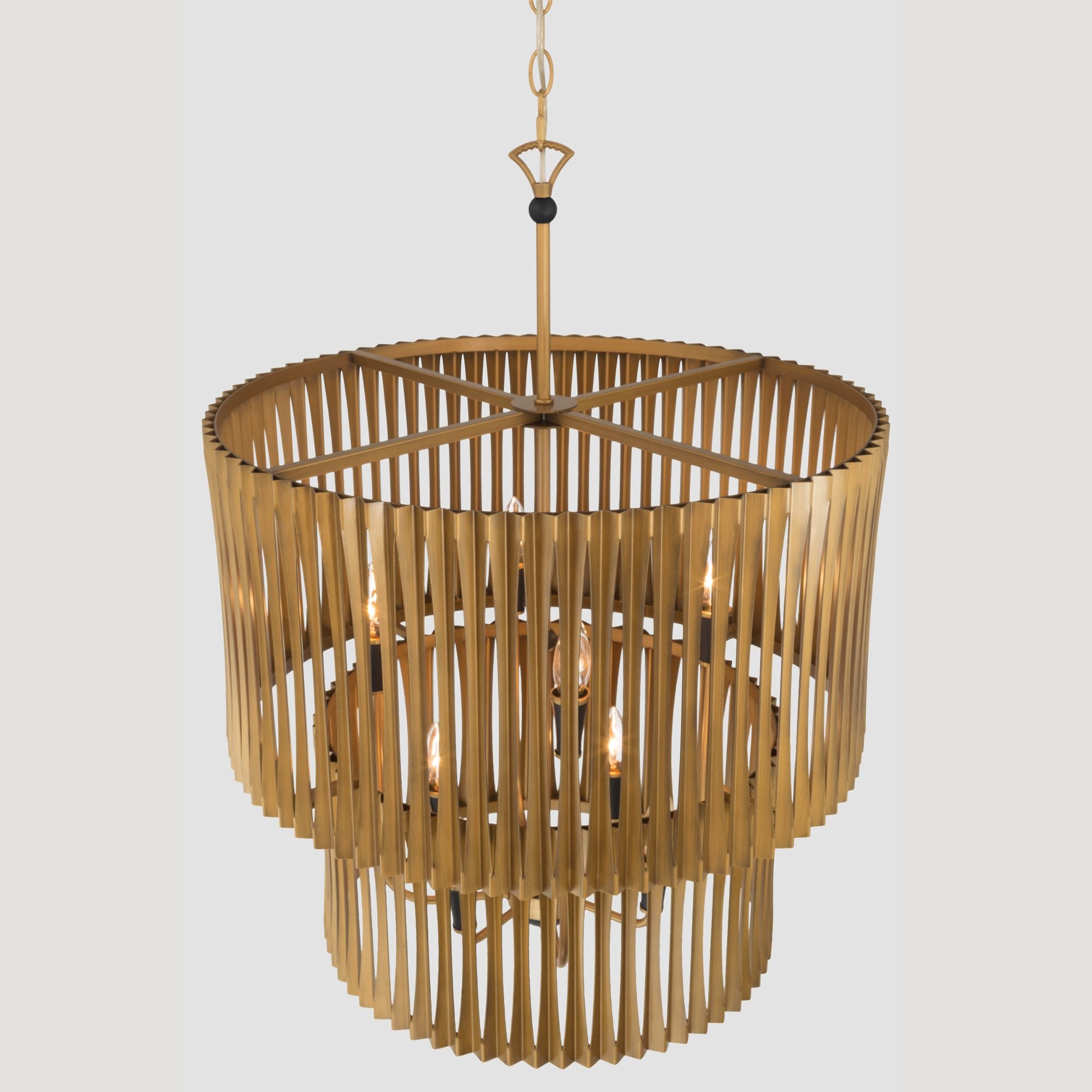 Minka-Lavery Aven 31 in. 8-Light Pendant, Sand Coal Black & Painted Legacy Brass