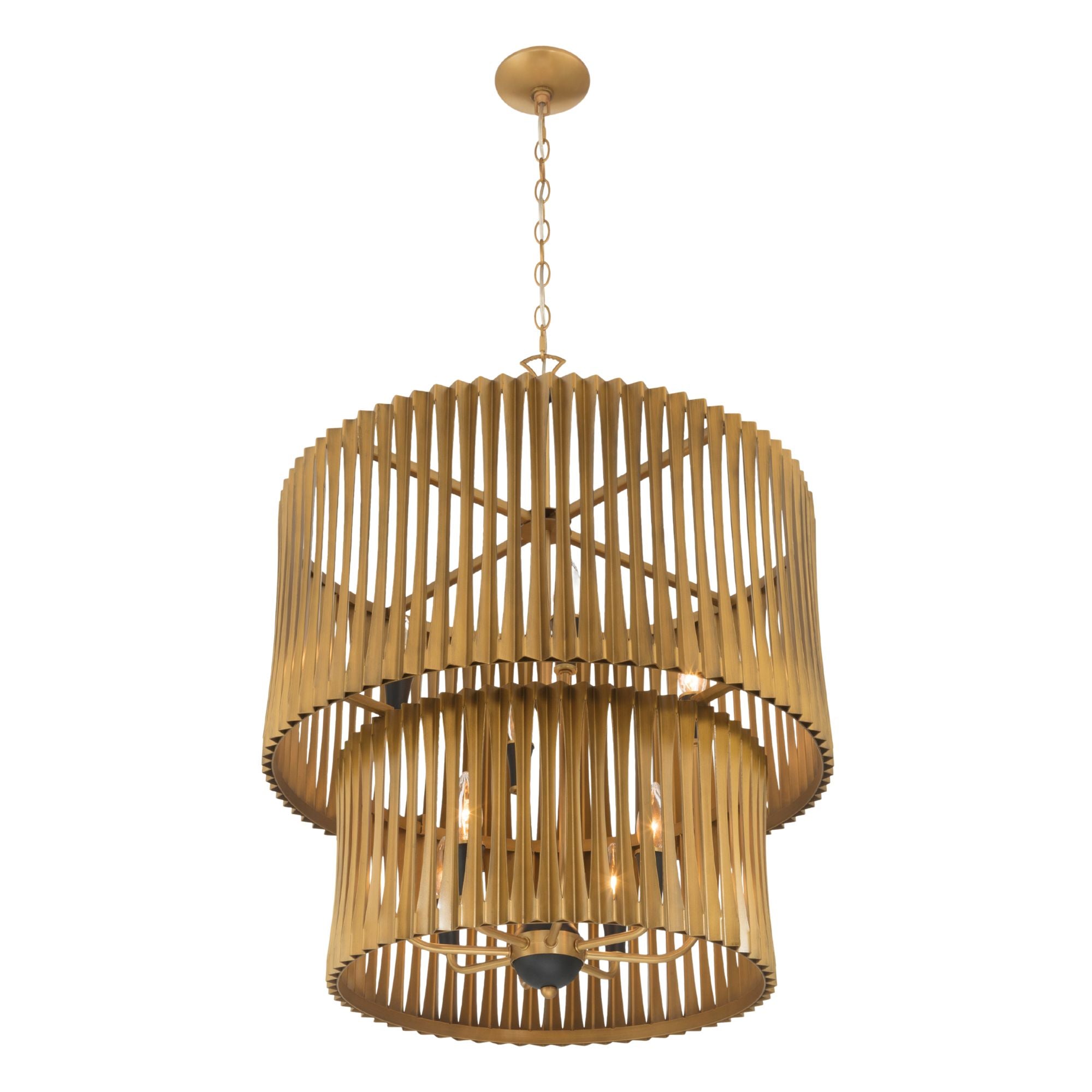 Minka-Lavery Aven 31 in. 8-Light Pendant, Sand Coal Black & Painted Legacy Brass