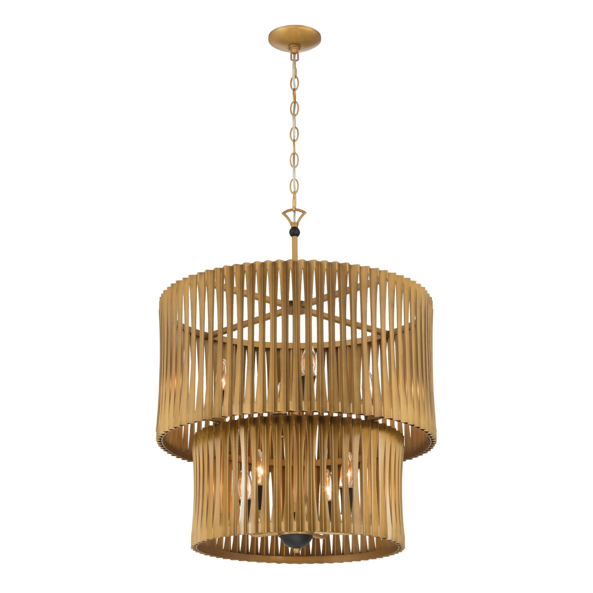 Minka-Lavery Aven 31 in. 8-Light Pendant, Sand Coal Black & Painted Legacy Brass