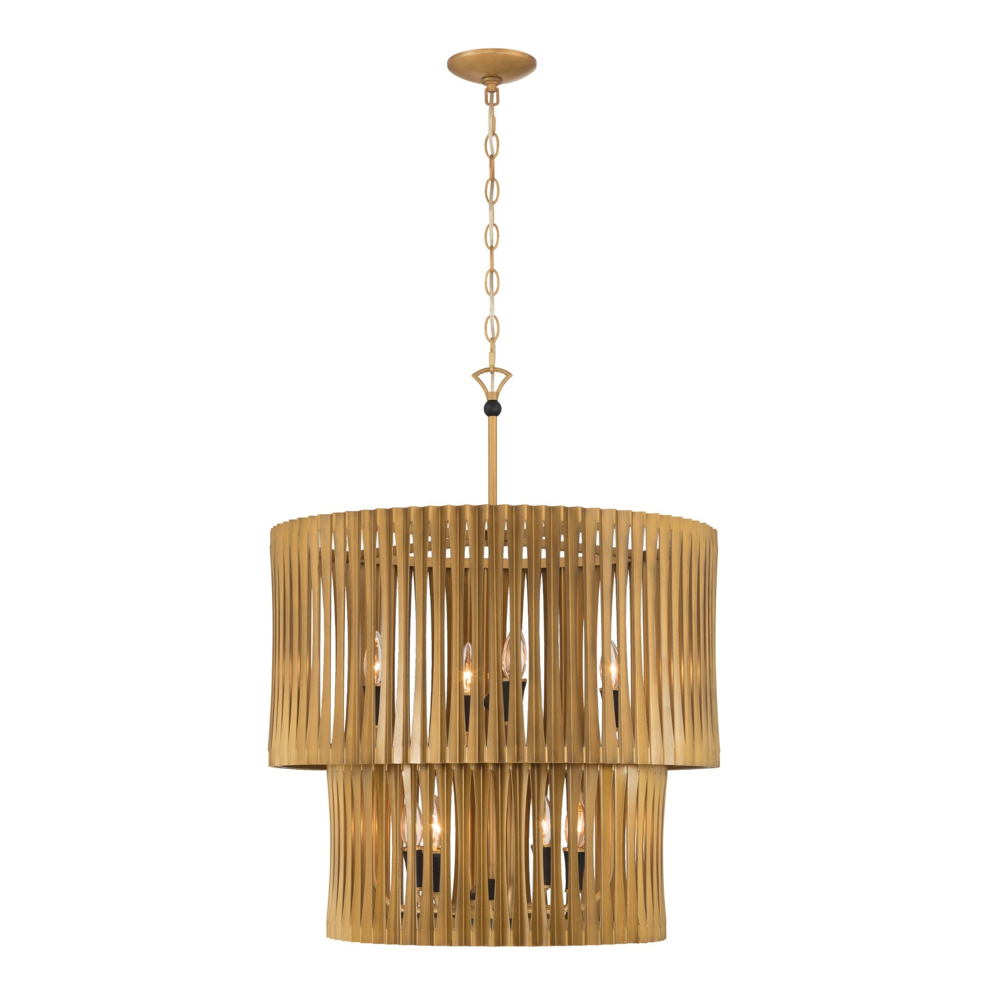 Minka-Lavery Aven 31 in. 8-Light Pendant, Sand Coal Black & Painted Legacy Brass
