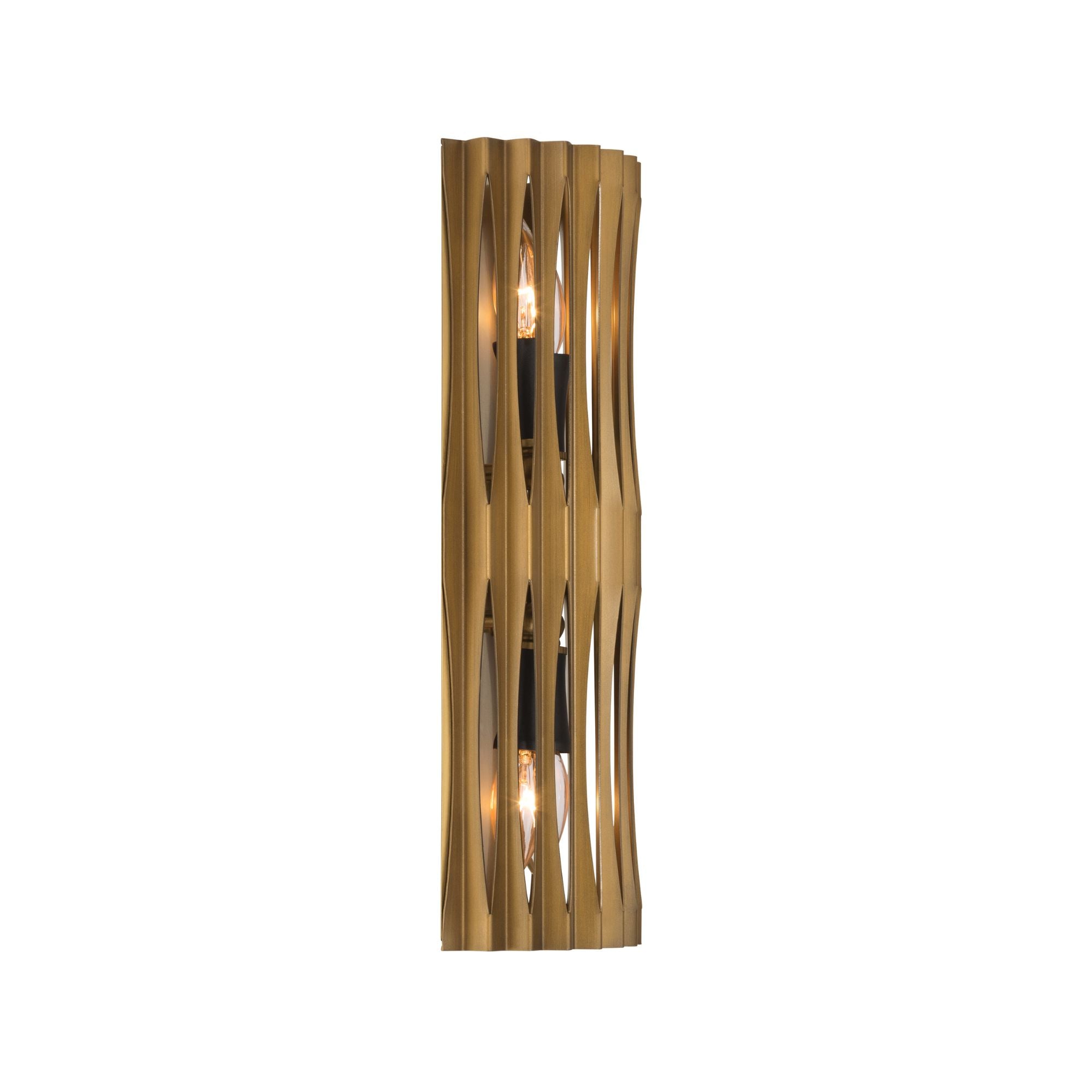 Minka-Lavery Aven 17.25 in. 4-Light Wall Sconce, Sand Coal Black & Painted Legacy Brass