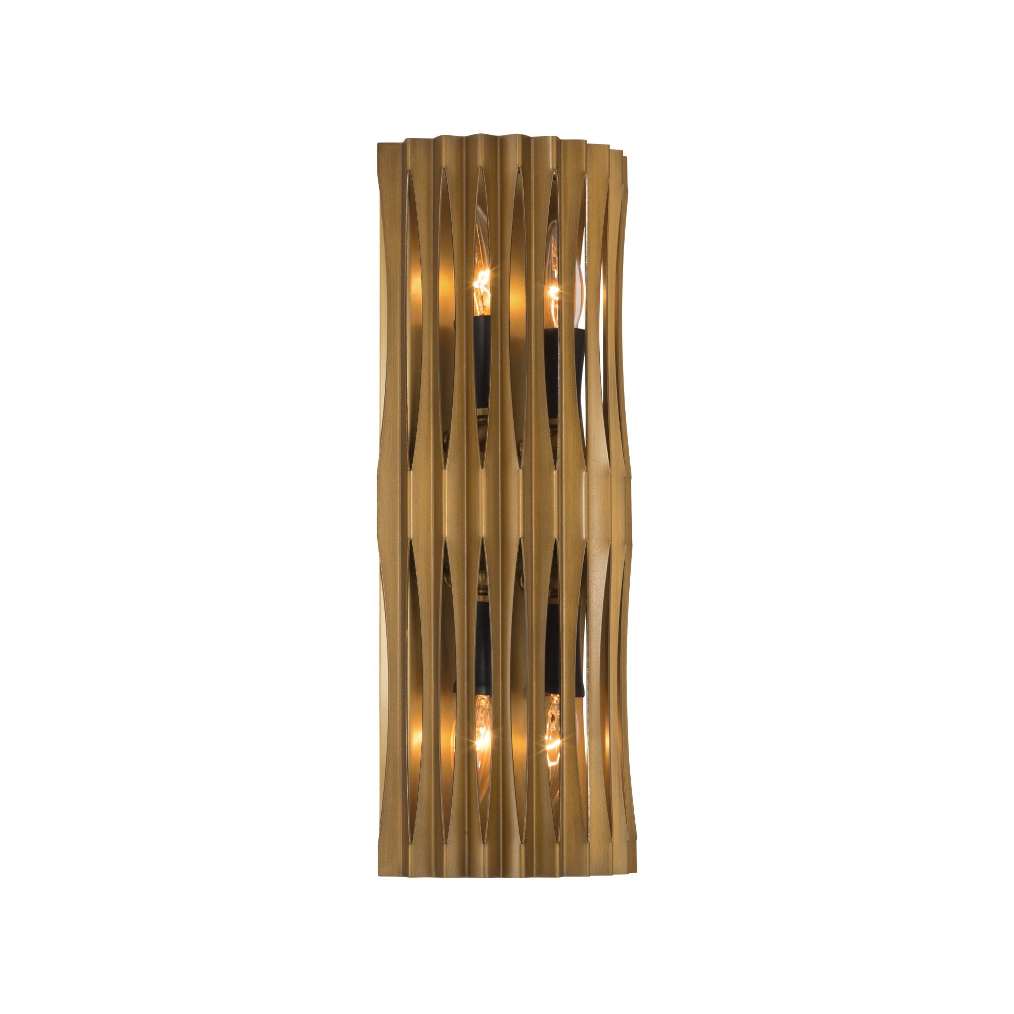 Minka-Lavery Aven 17.25 in. 4-Light Wall Sconce, Sand Coal Black & Painted Legacy Brass