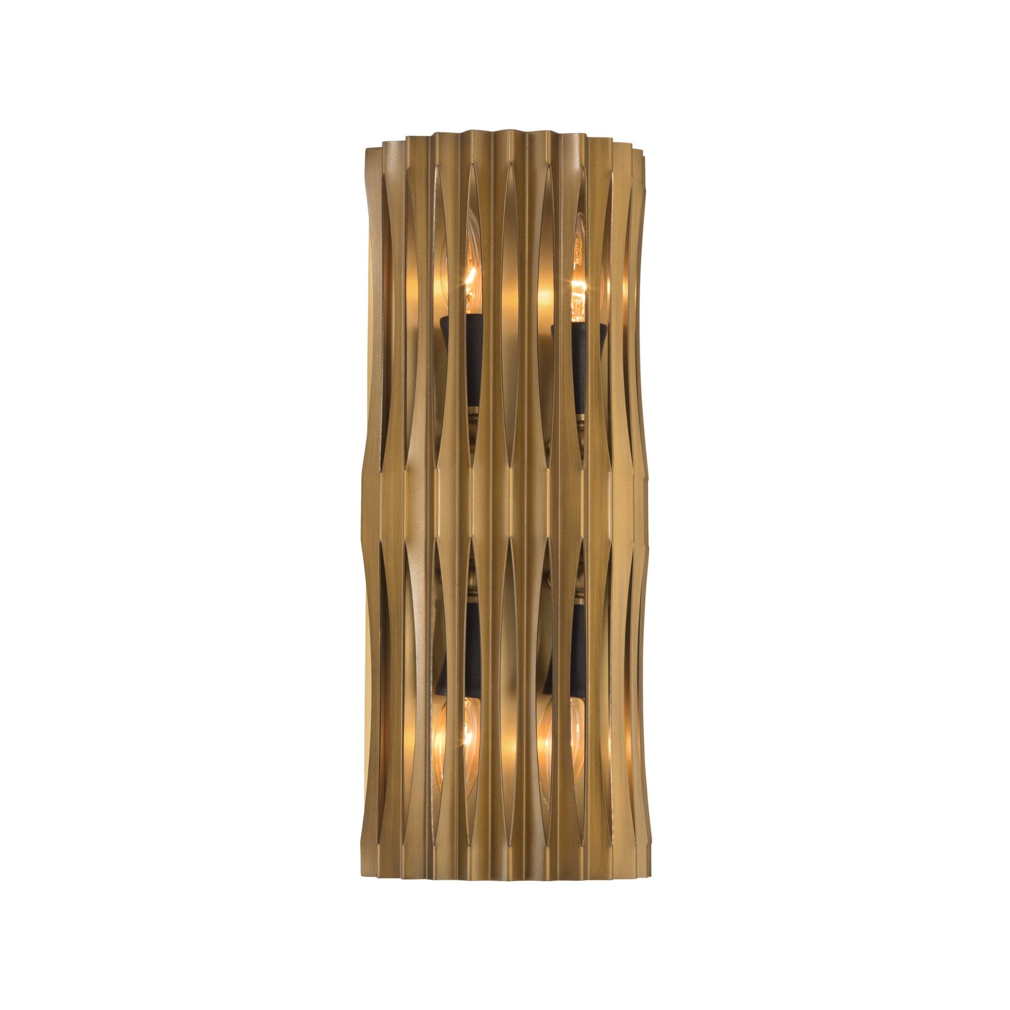 Minka-Lavery Aven 17.25 in. 4-Light Wall Sconce, Sand Coal Black & Painted Legacy Brass