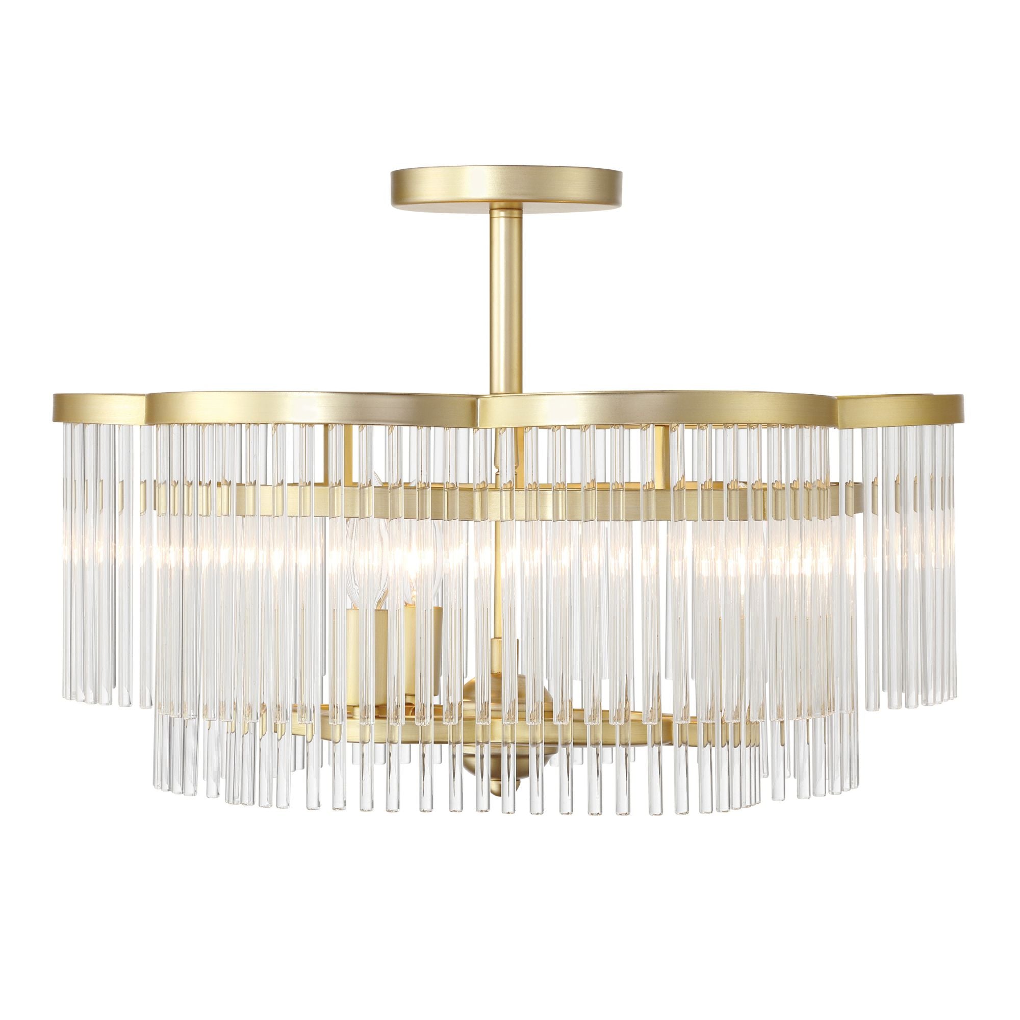 Azura 20" 3-Light Semi-Flush Mount, Heirloom Brass Finish