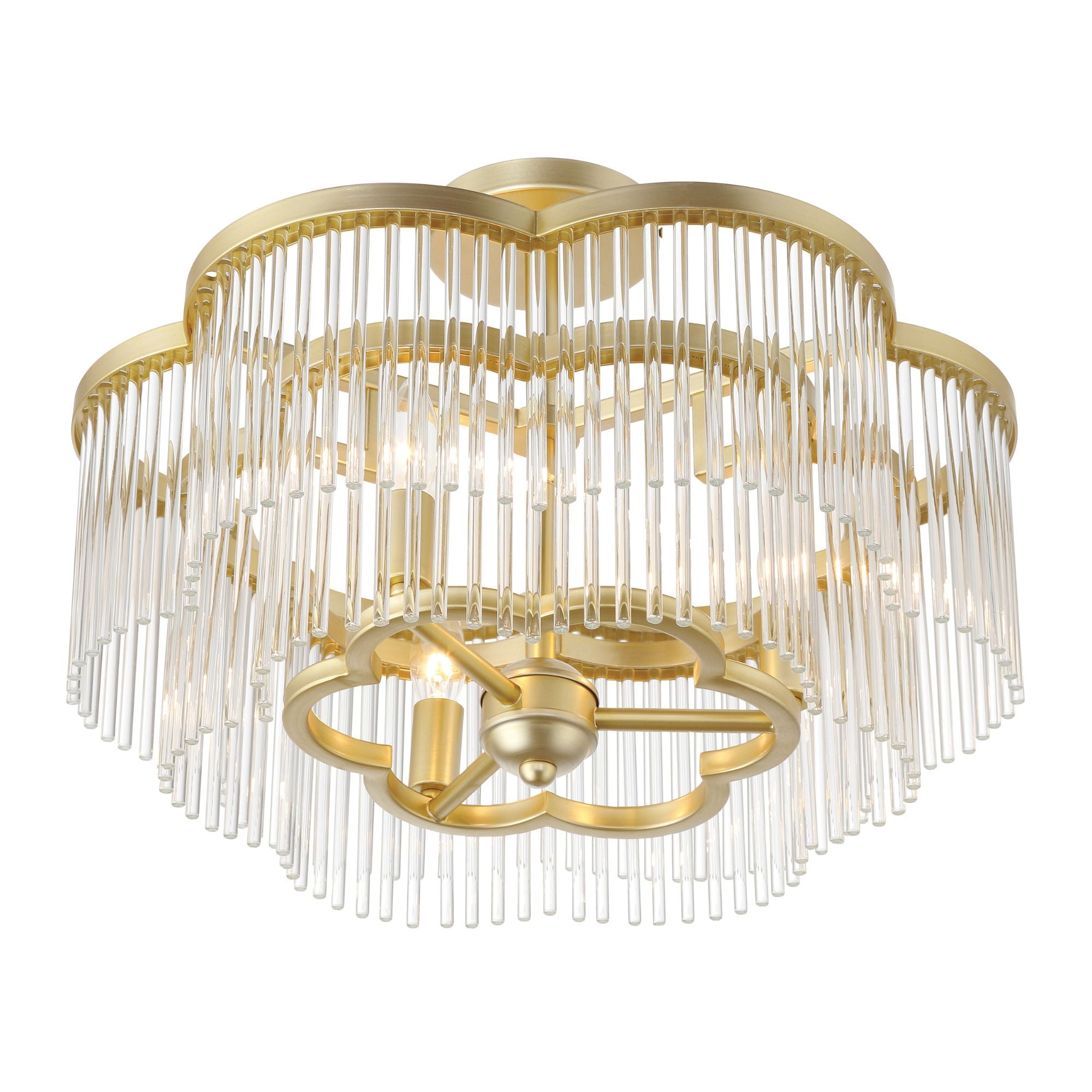 Azura 20" 3-Light Semi-Flush Mount, Heirloom Brass Finish