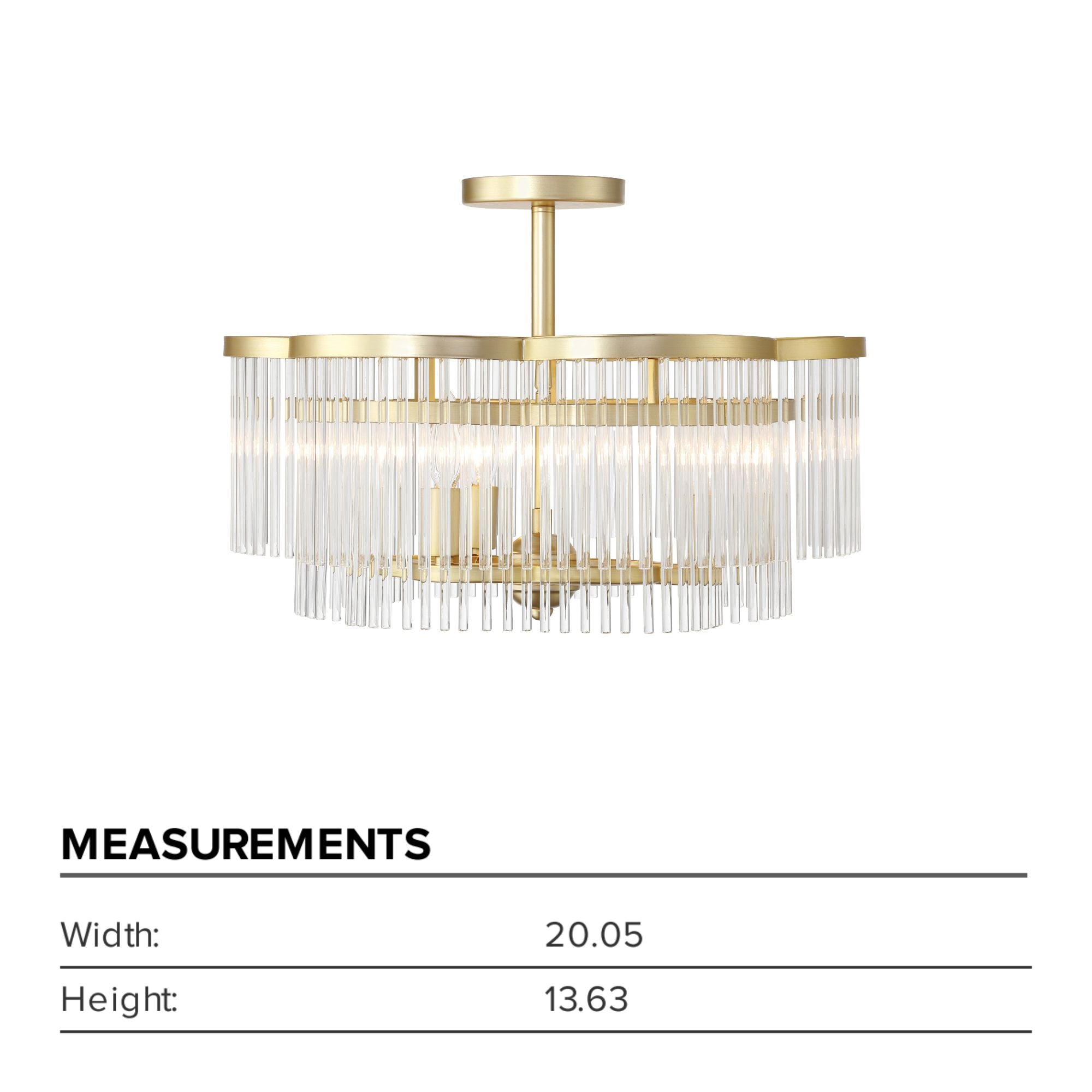 Azura 20" 3-Light Semi-Flush Mount, Heirloom Brass Finish