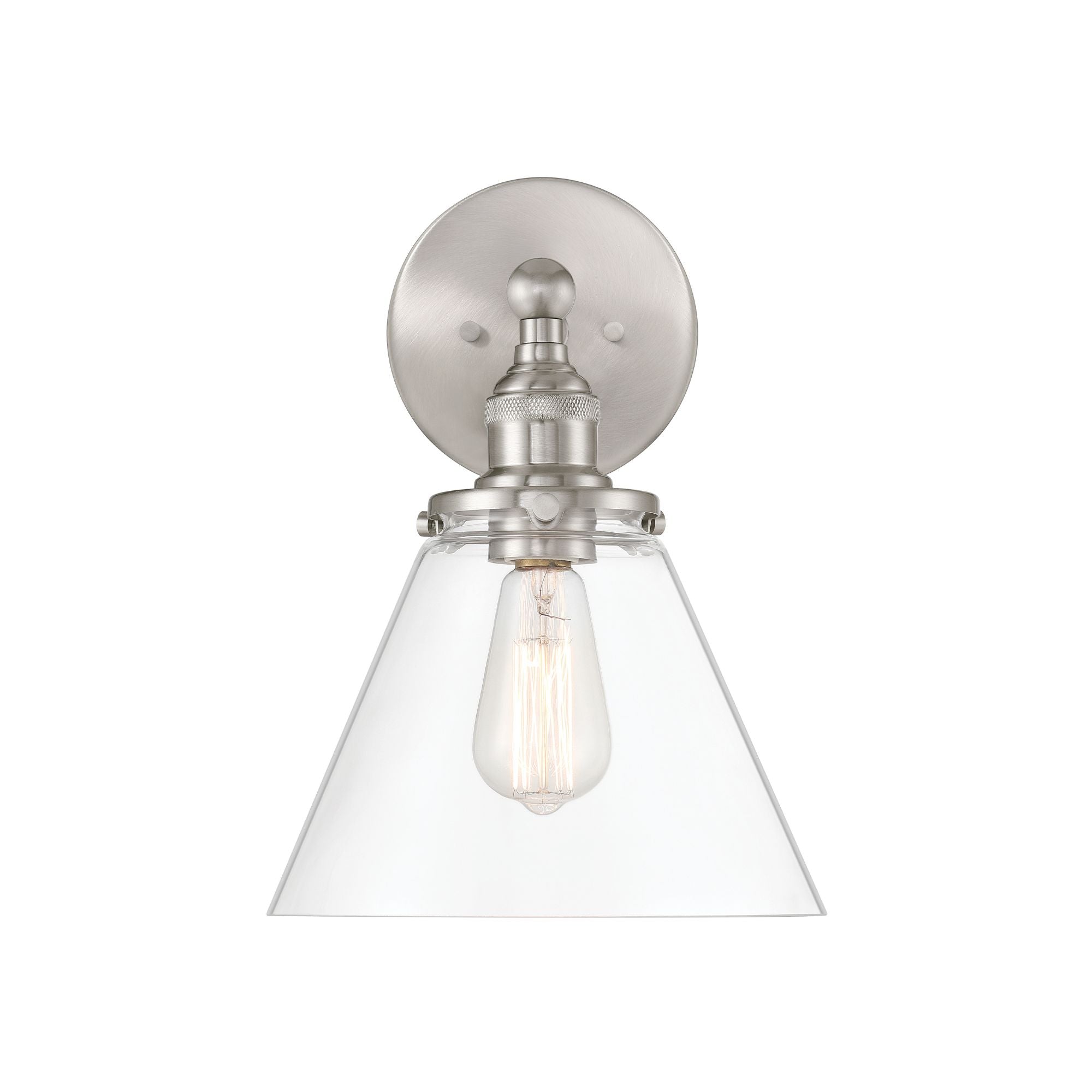 Minka-Lavery Barwell 14.25 in. Bathroom Vanity Light, Brushed Nickel with Clear Cone Glass